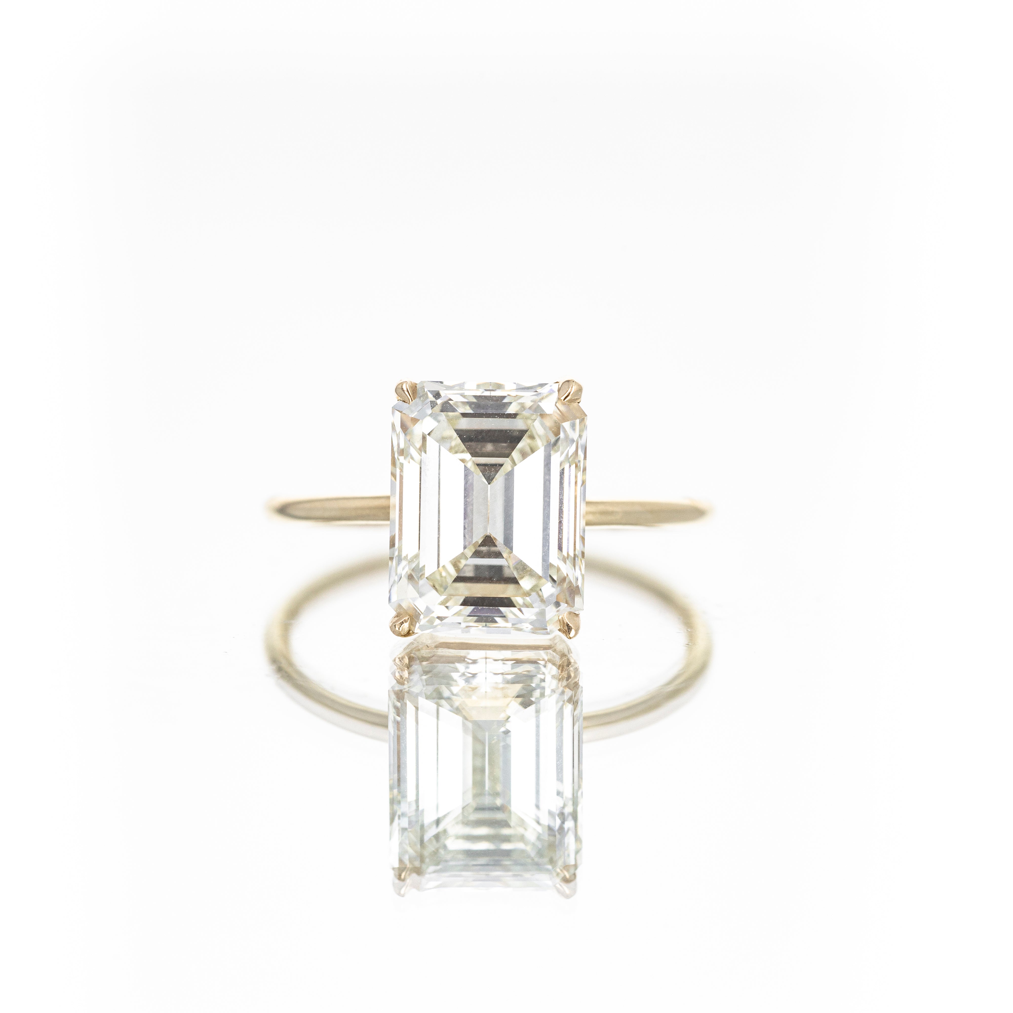 14K Yellow Gold 4.49 Carat Emerald Cut Diamond Engagement Ring - Replica Handbags