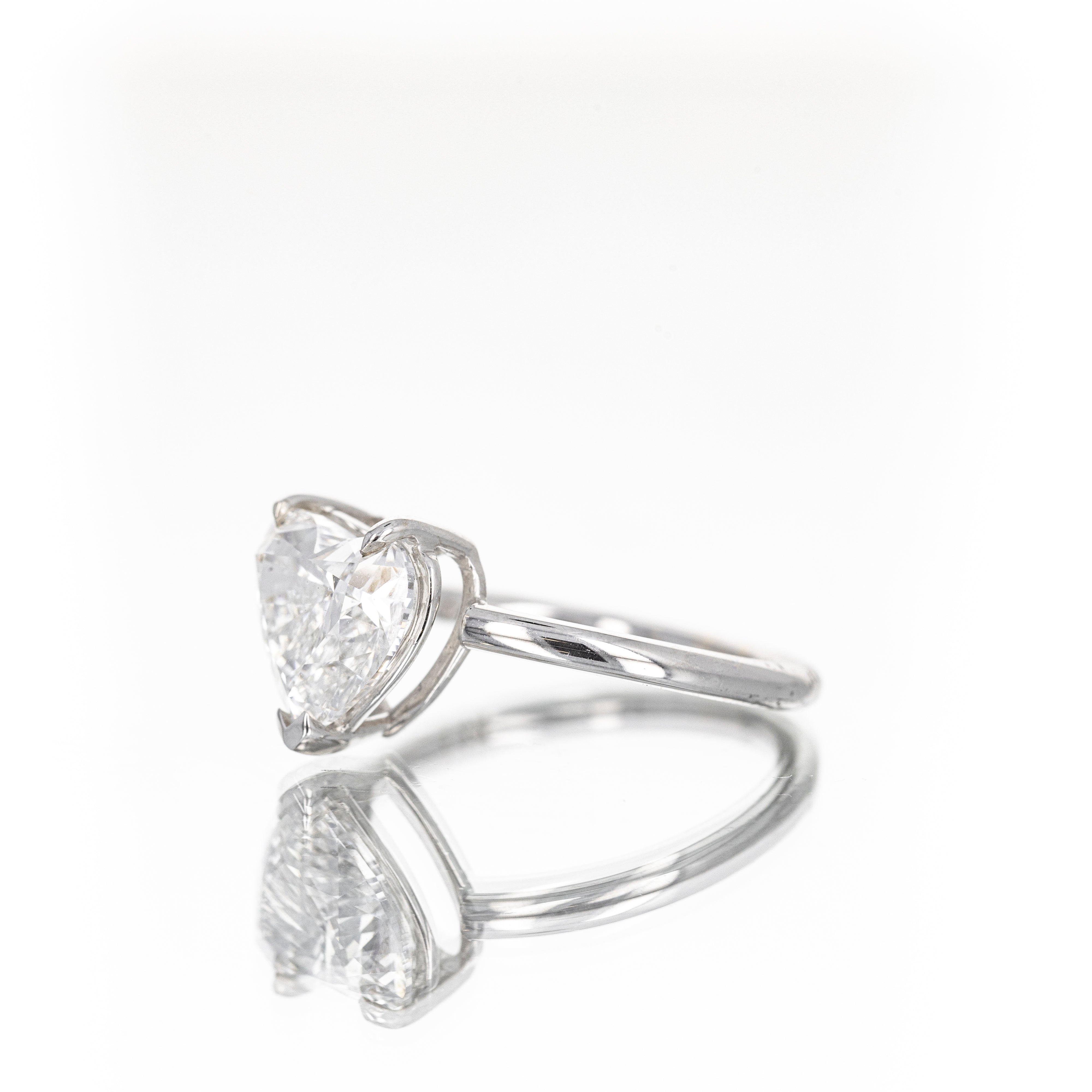 Lab Grown 14K White Gold 2.46 Carat Heart Diamond Engagement Ring -  Replica Handbags 