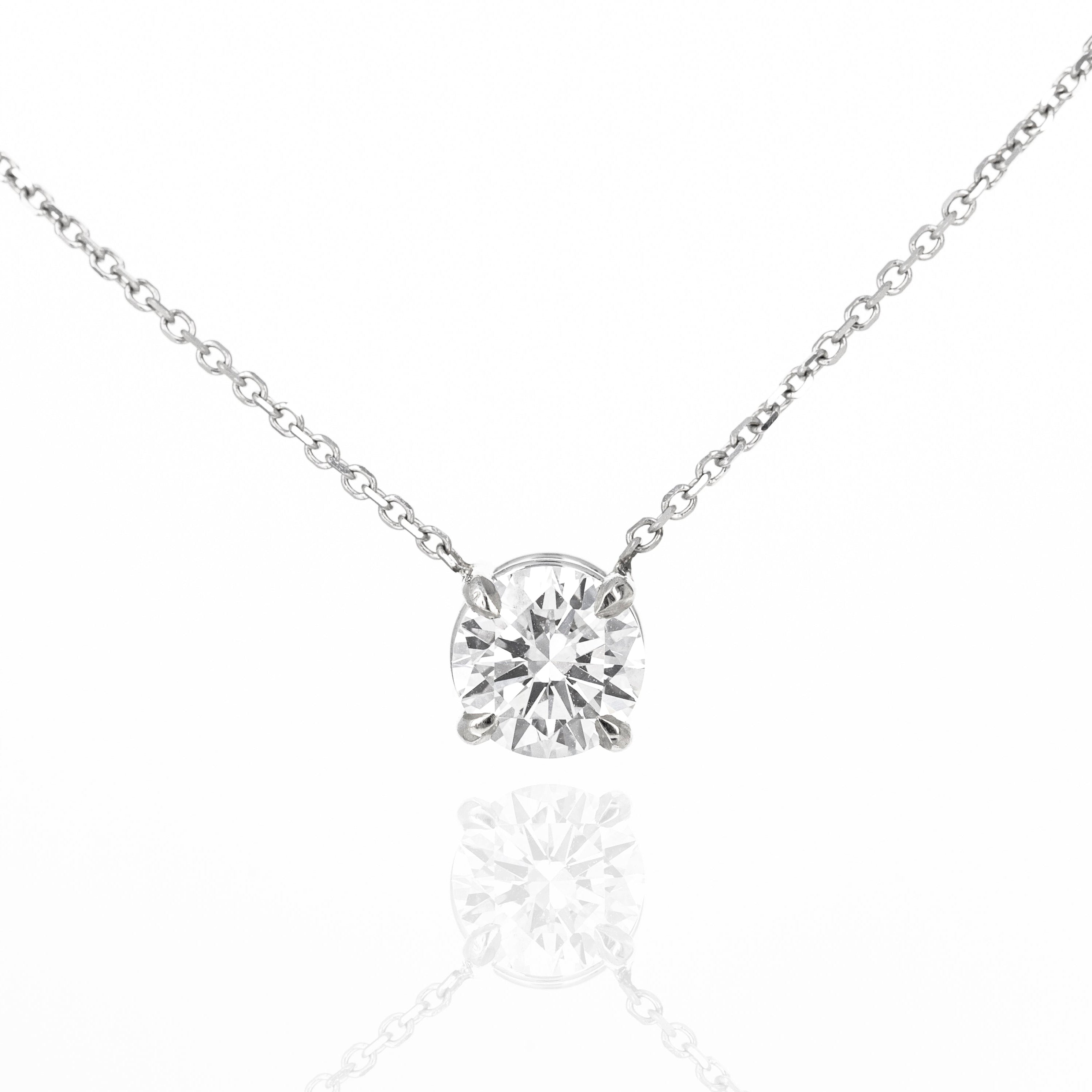 Lab Grown 1.06 Carat Round Diamond Solitaire Pendant Necklace 14K White Gold -  Replica Handbags 