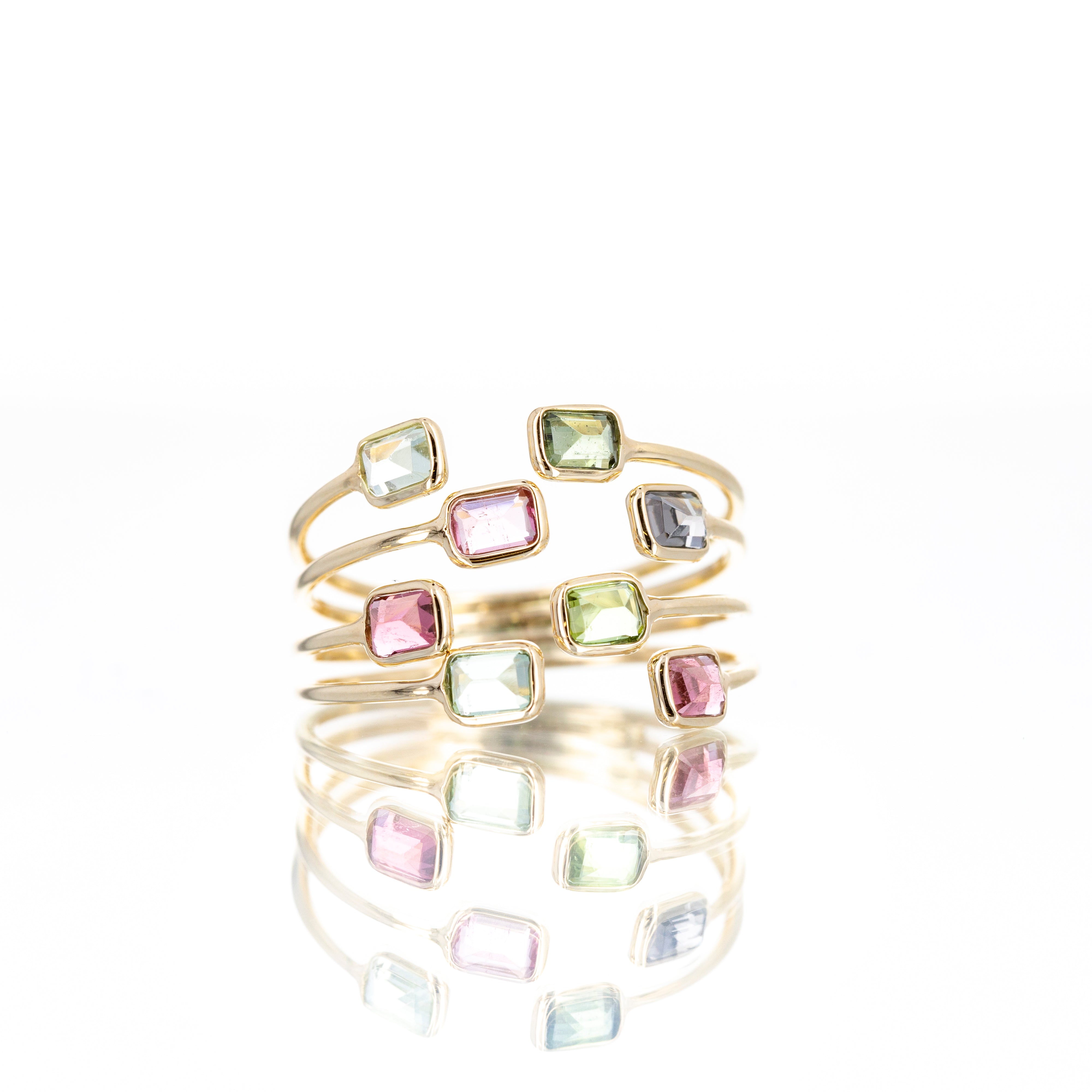14K Yellow Gold 1.58 Carat Pink and Green Tourmaline Bezel Ring -  Replica Handbags 