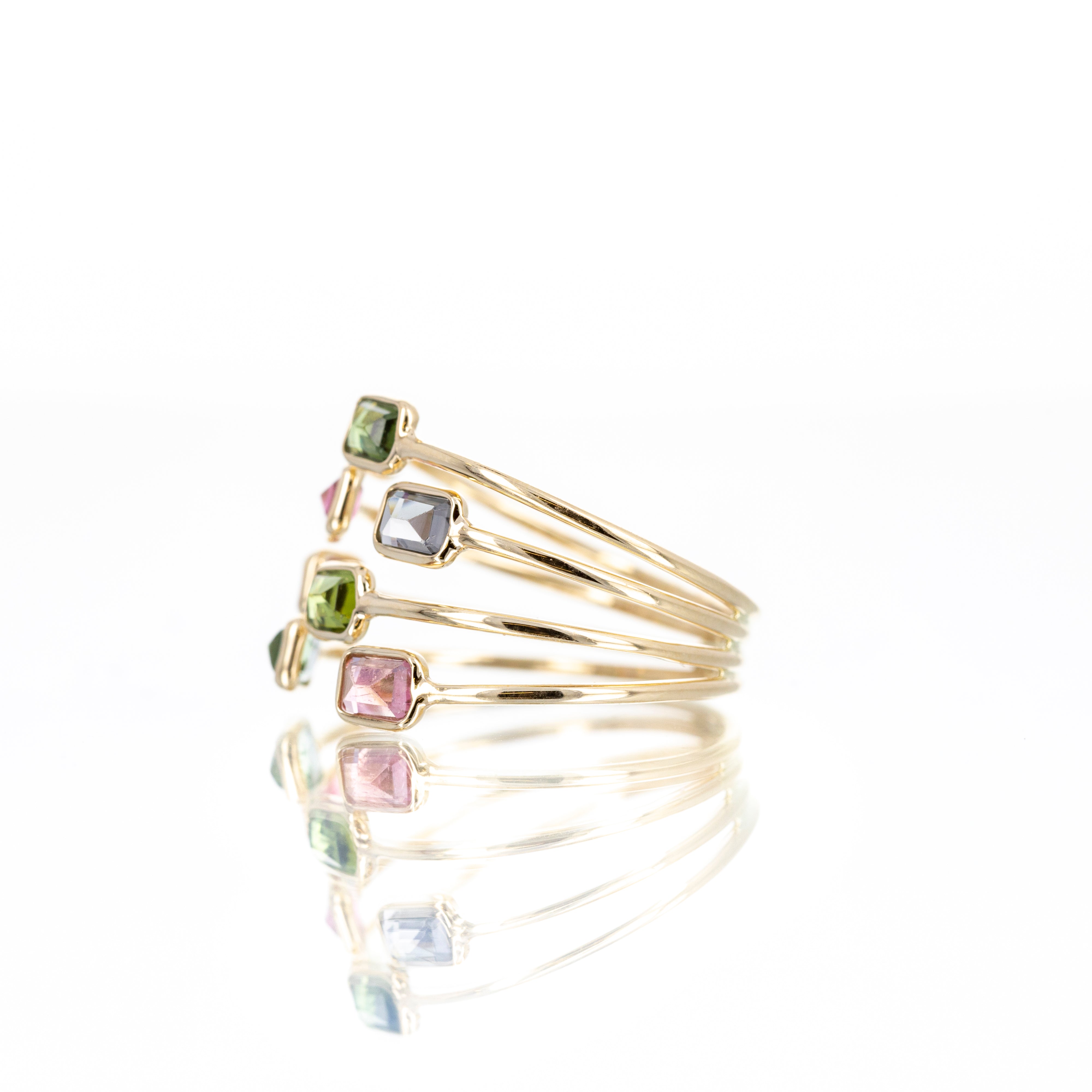 14K Yellow Gold 1.58 Carat Pink and Green Tourmaline Bezel Ring -  Replica Handbags 