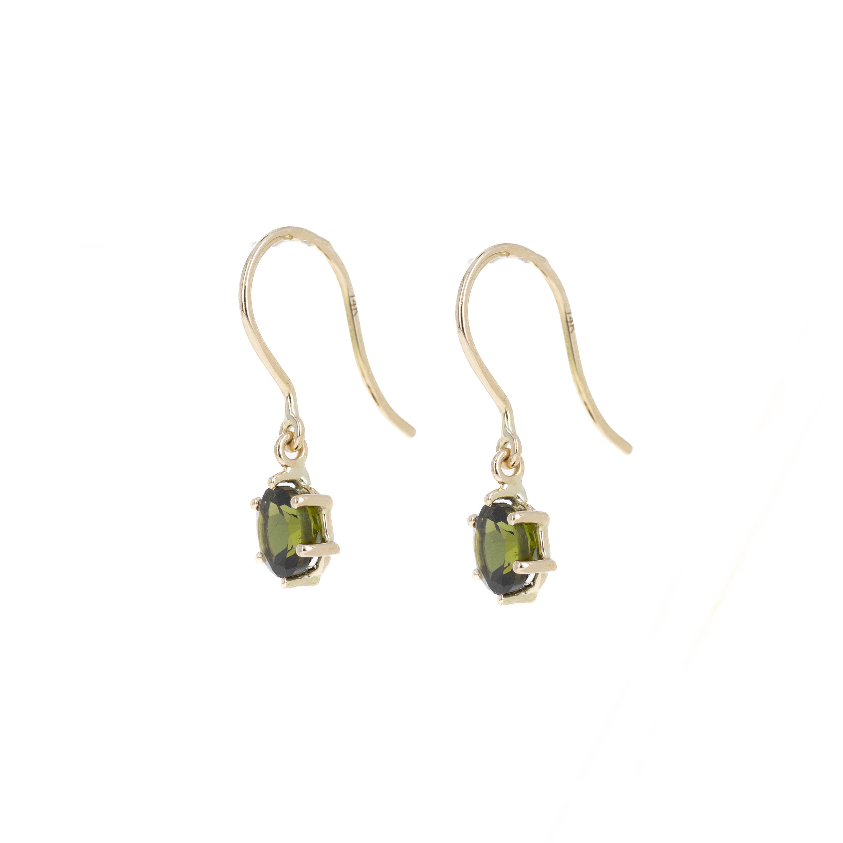 14K Yellow Gold 1.28 Carat Green Tourmaline Drop Earrings -  Replica Handbags 