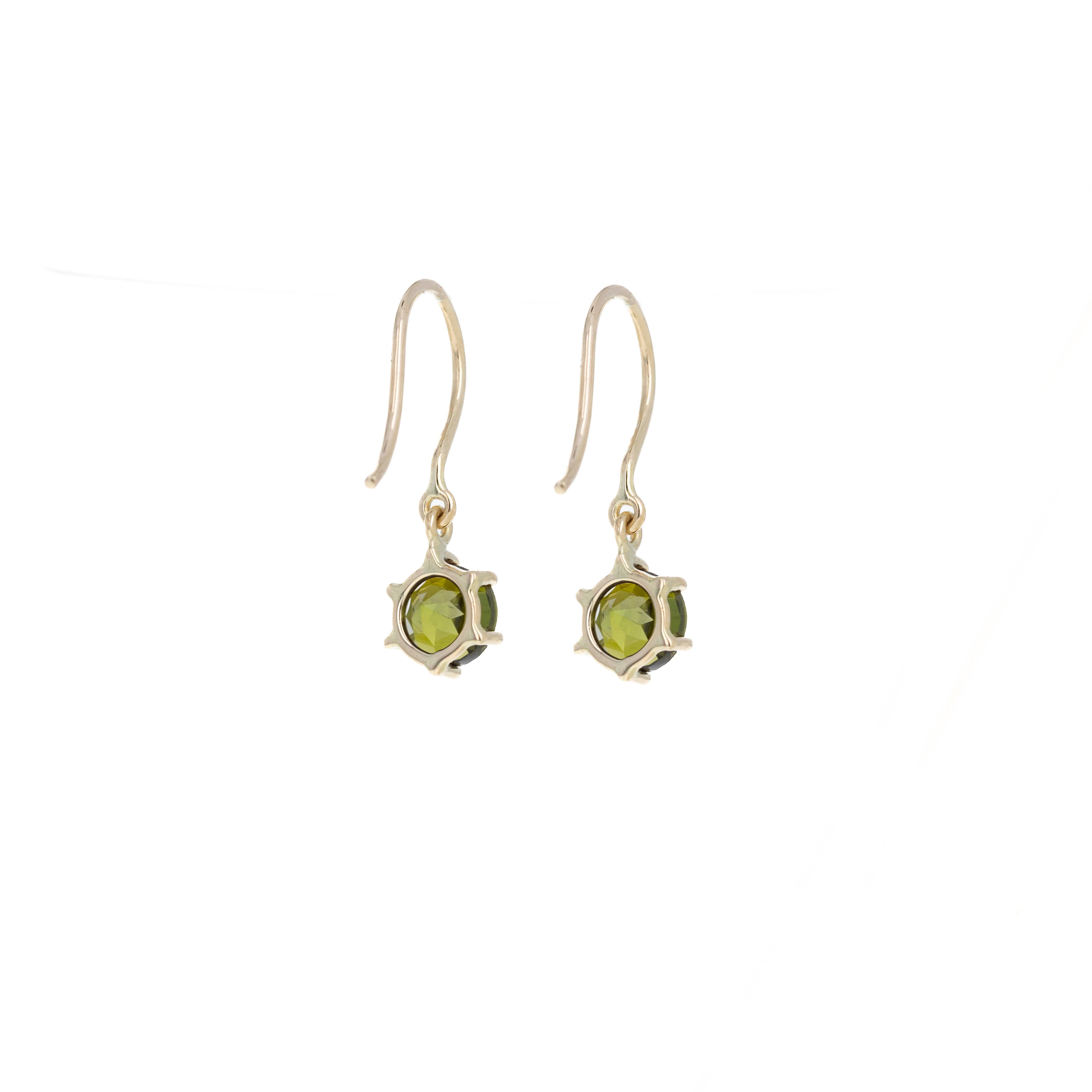 14K Yellow Gold 1.28 Carat Green Tourmaline Drop Earrings -  Replica Handbags 