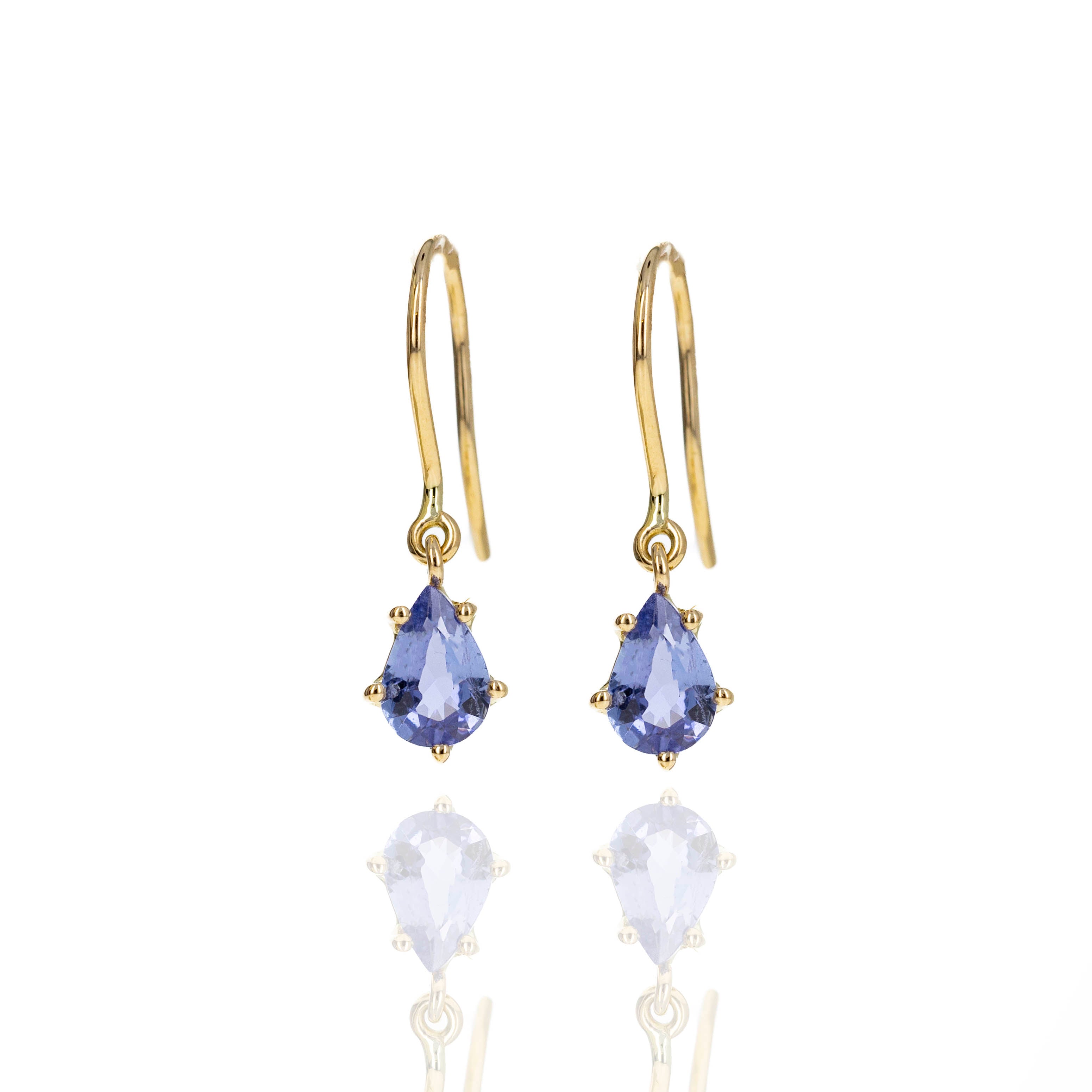 14K Yellow Gold 0.81 Carat Tanzanite Drop Earrings -  Replica Handbags 