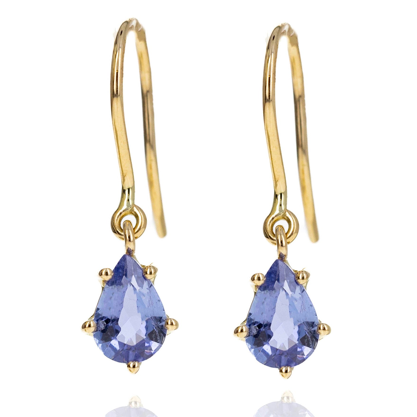 14K Yellow Gold 0.81 Carat Tanzanite Drop Earrings - Replica Handbags