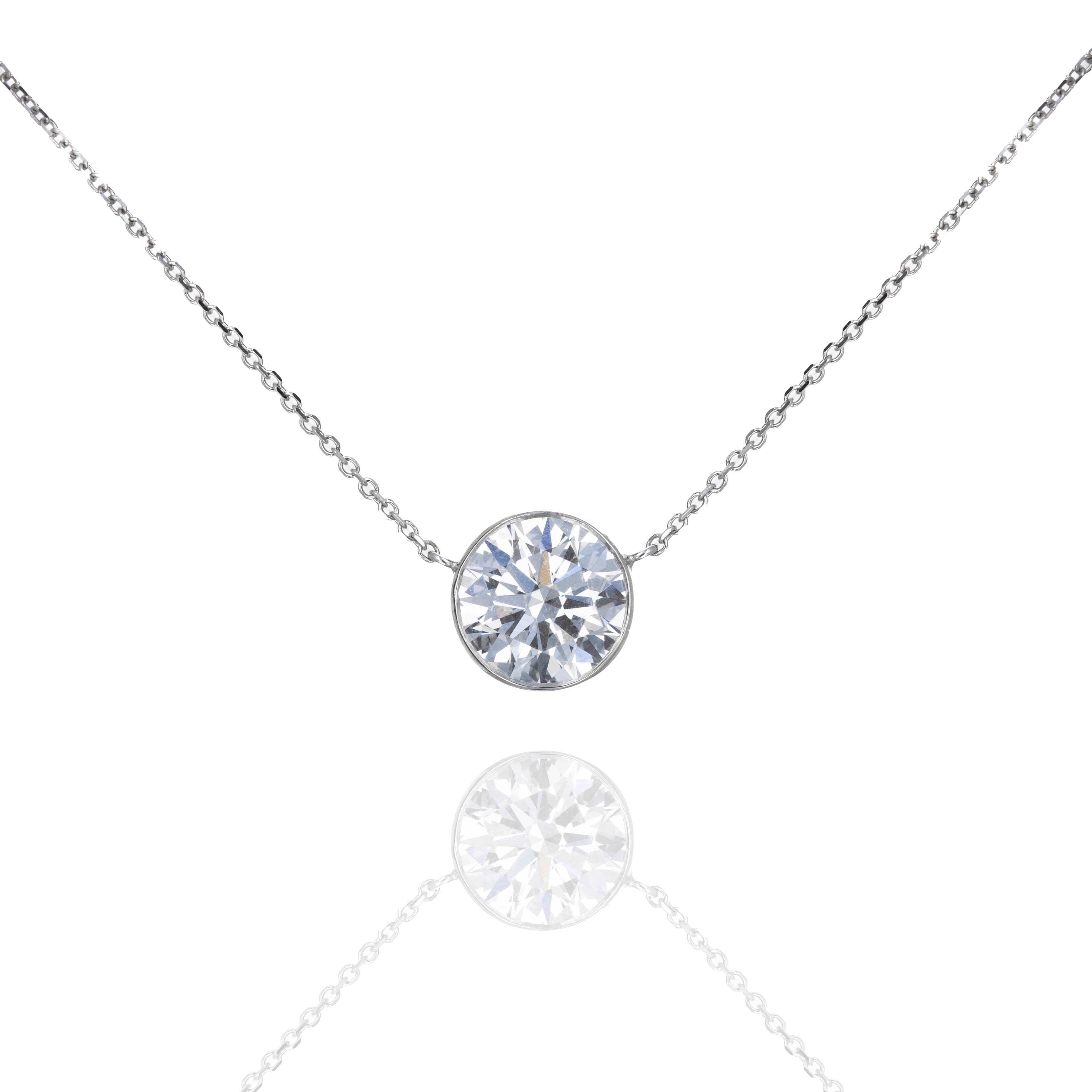 Lab Grown 3.69 Carat Round Diamond Solitaire Bezel Pendant Necklace - Replica Handbags