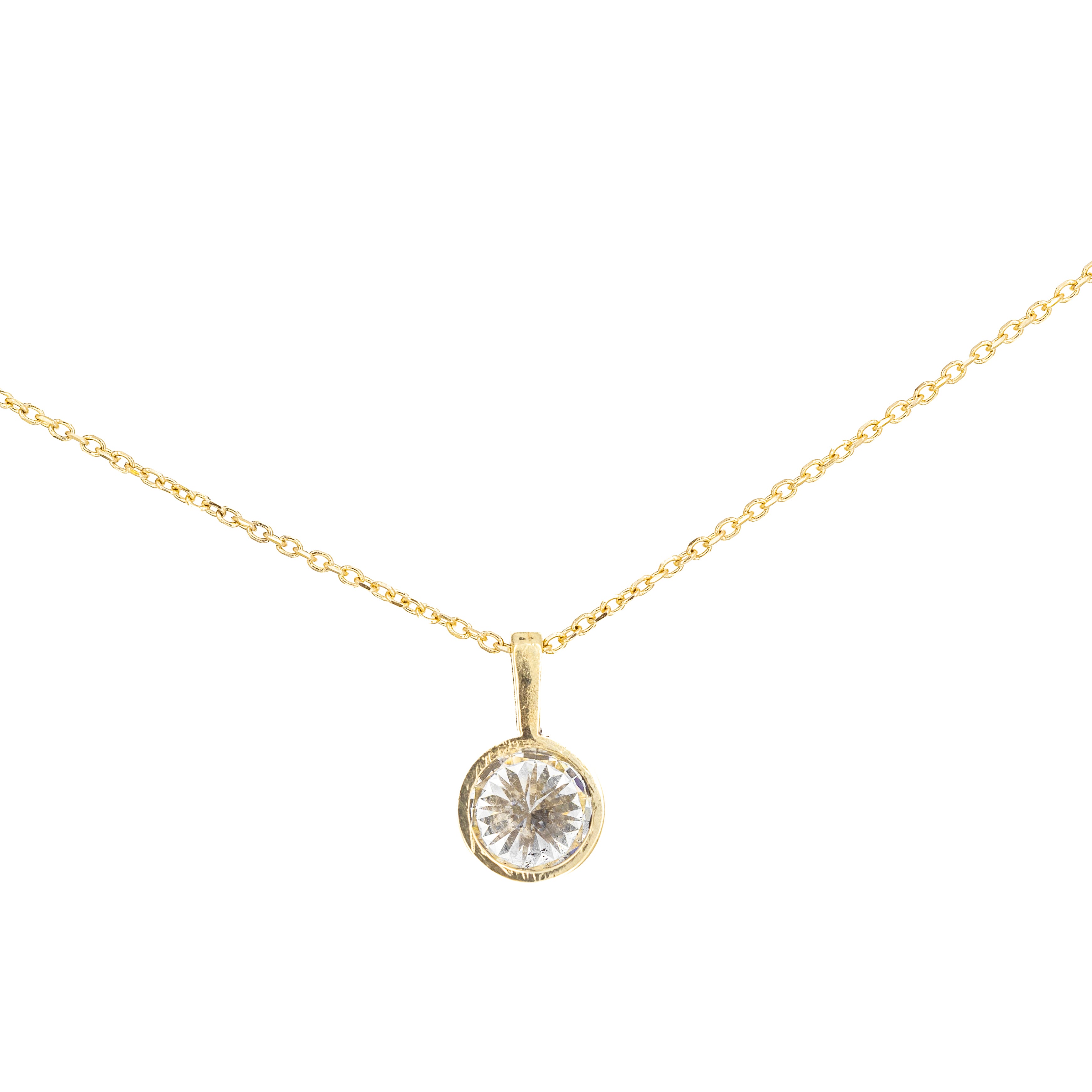 Lab Grown 1.02 Carat Round Diamond Solitaire Bezel Pendant Necklace 14K Yellow Gold -  Replica Handbags 
