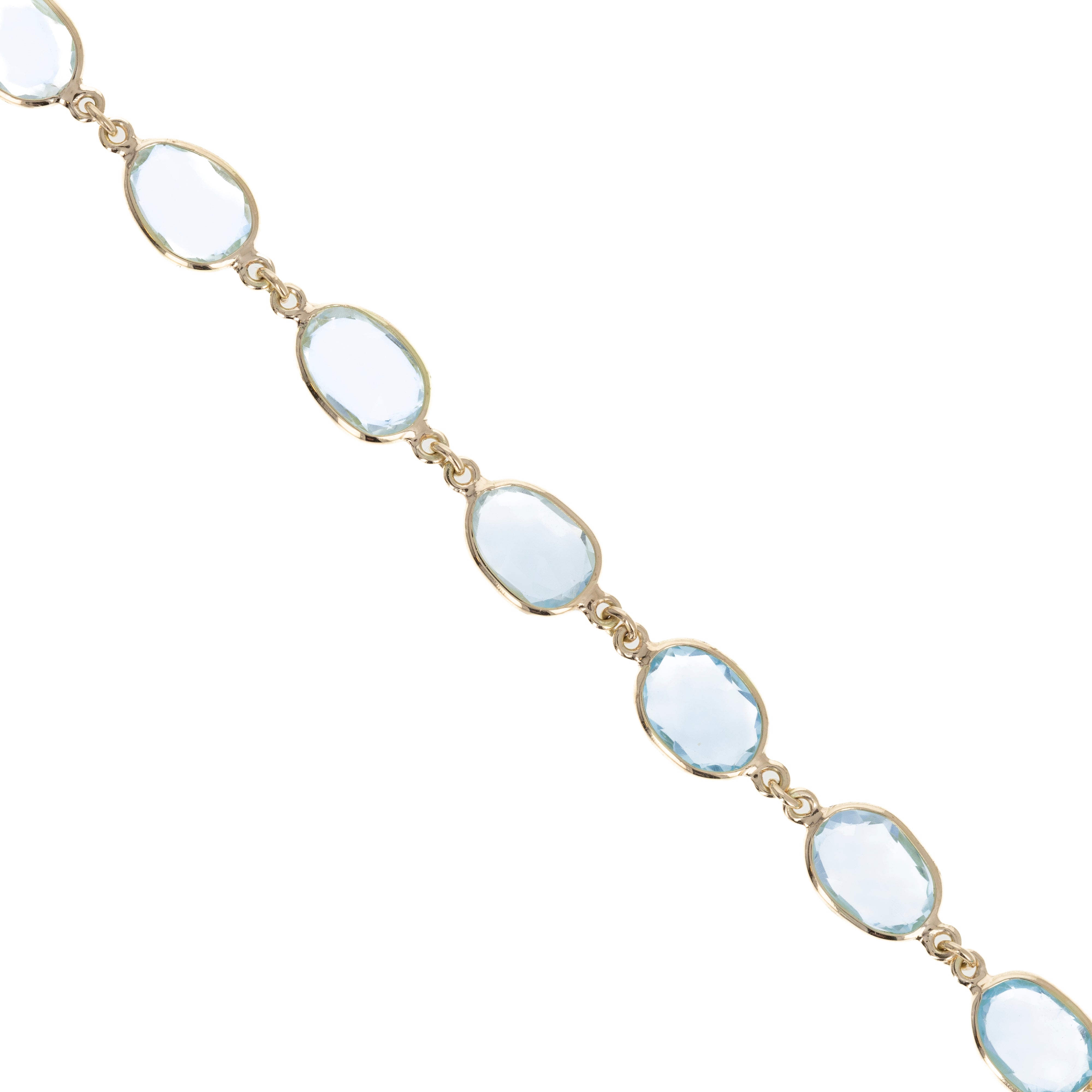 14K Yellow Gold 12.60 Carat Sky Blue Topaz Bezel Bracelet - Replica Handbags