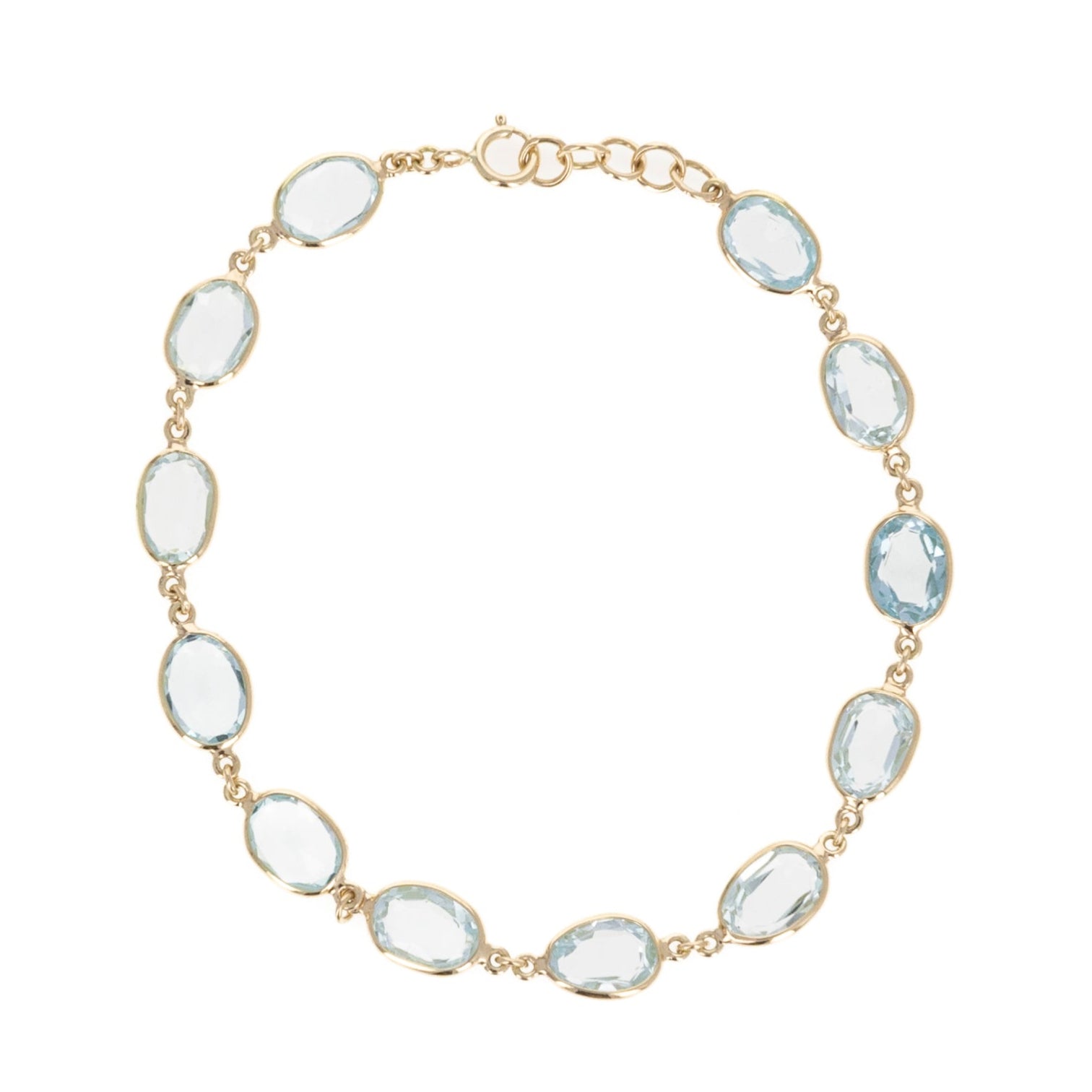 14K Yellow Gold 12.60 Carat Sky Blue Topaz Bezel Bracelet - Replica Handbags