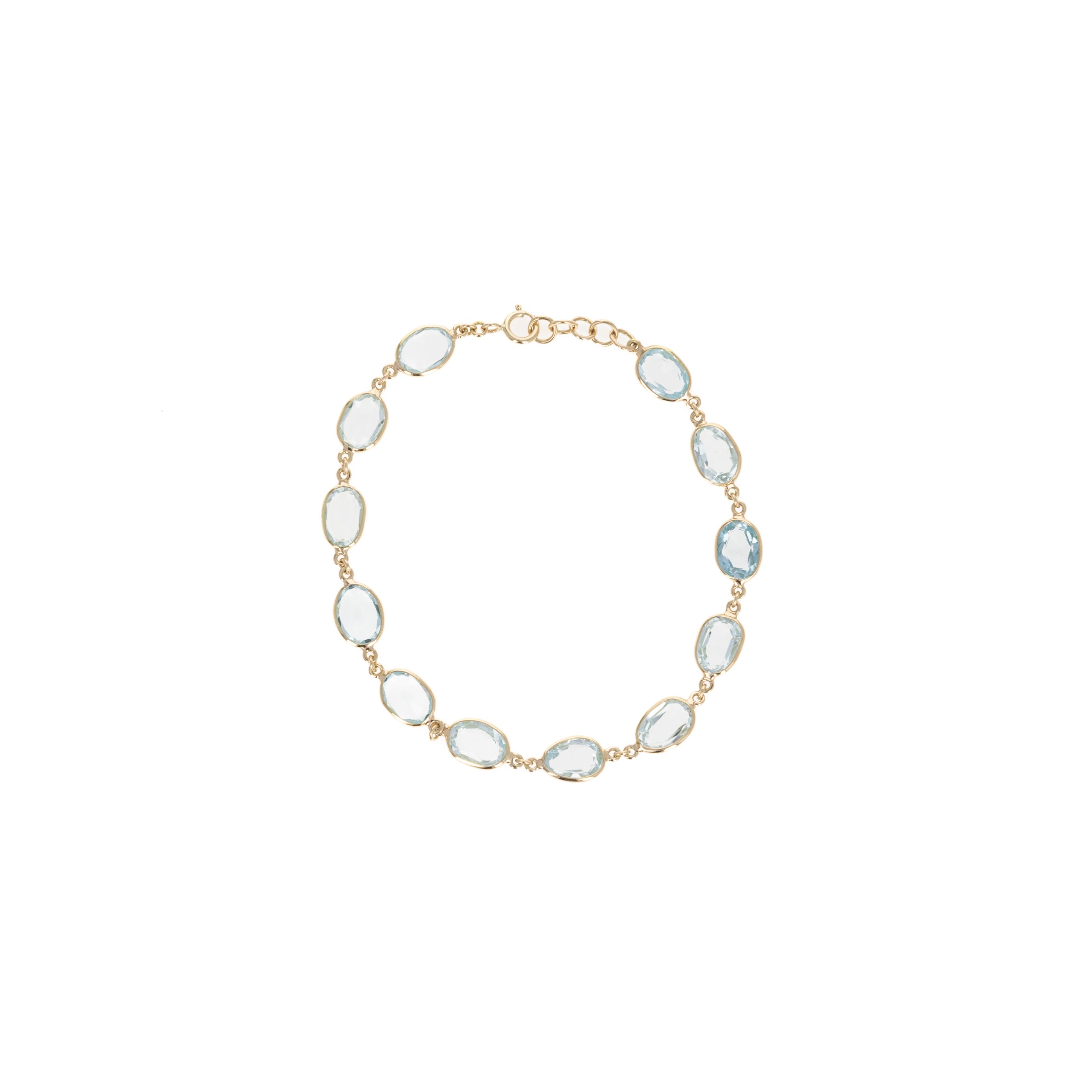 14K Yellow Gold 12.60 Carat Sky Blue Topaz Bezel Bracelet - Replica Handbags