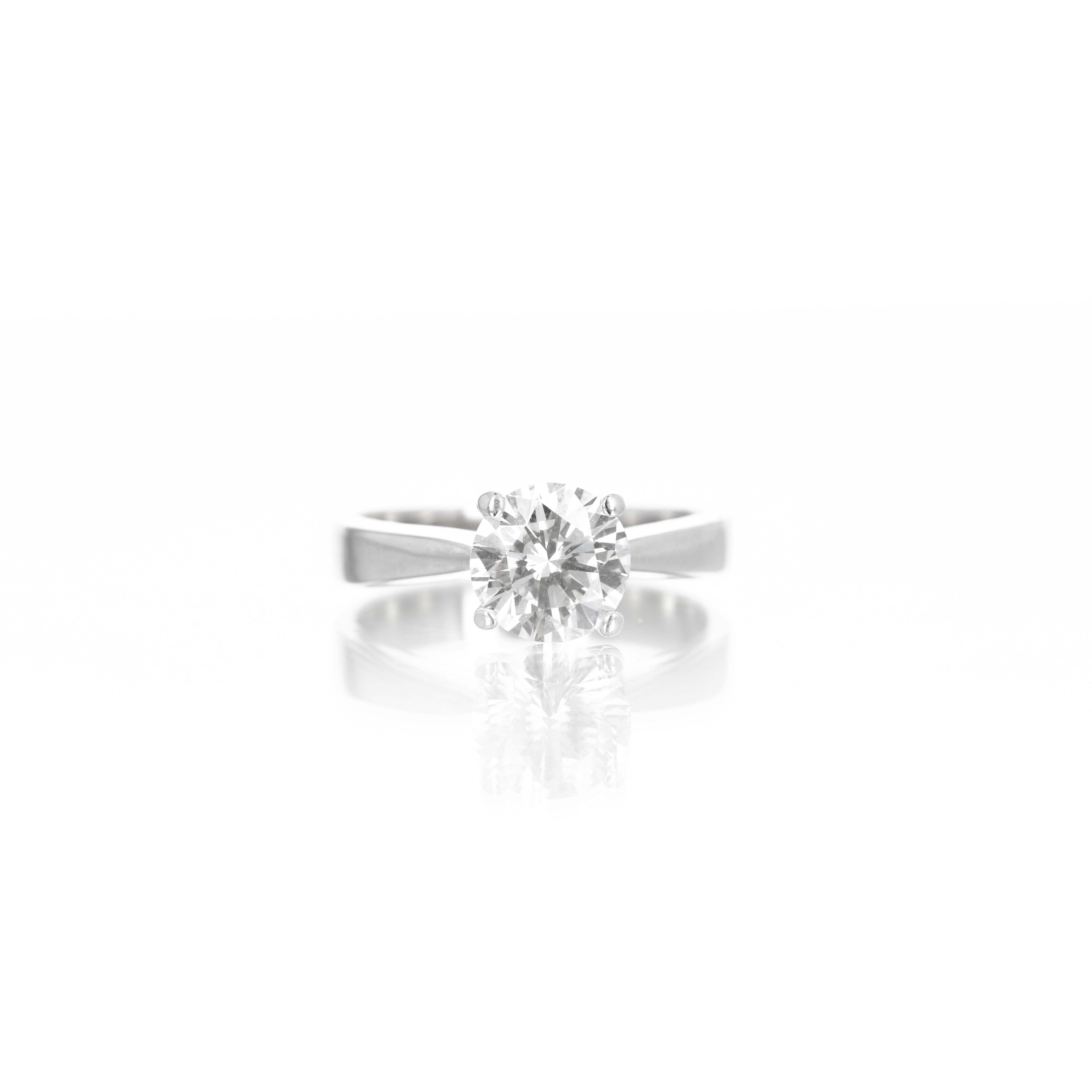 18K White Gold 1.30 Carat Round Diamond Solitaire Engagement Ring -  Replica Handbags 