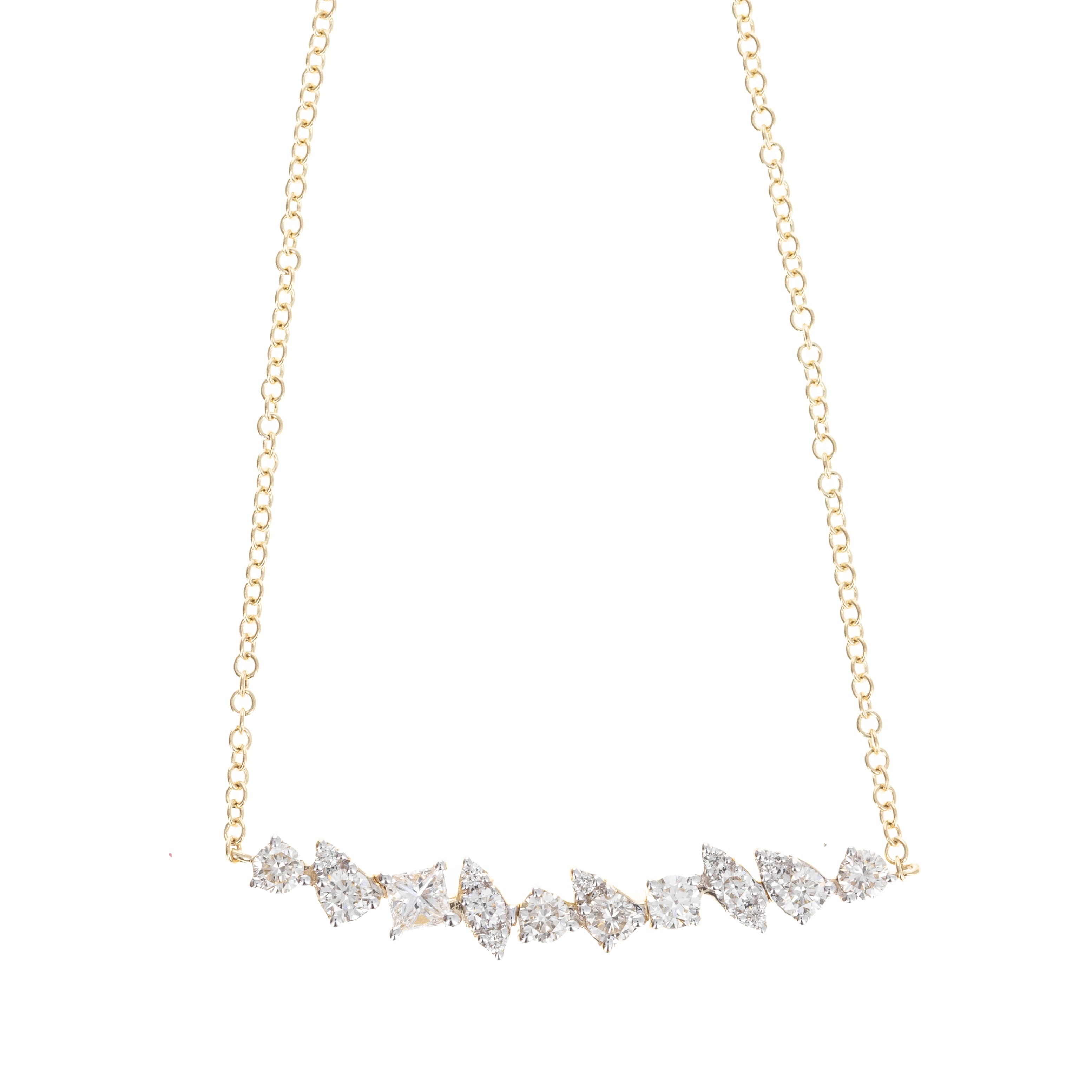 14K Gold Multi Shaped Illusion Diamond Chain Bracelet -  Replica Handbags 