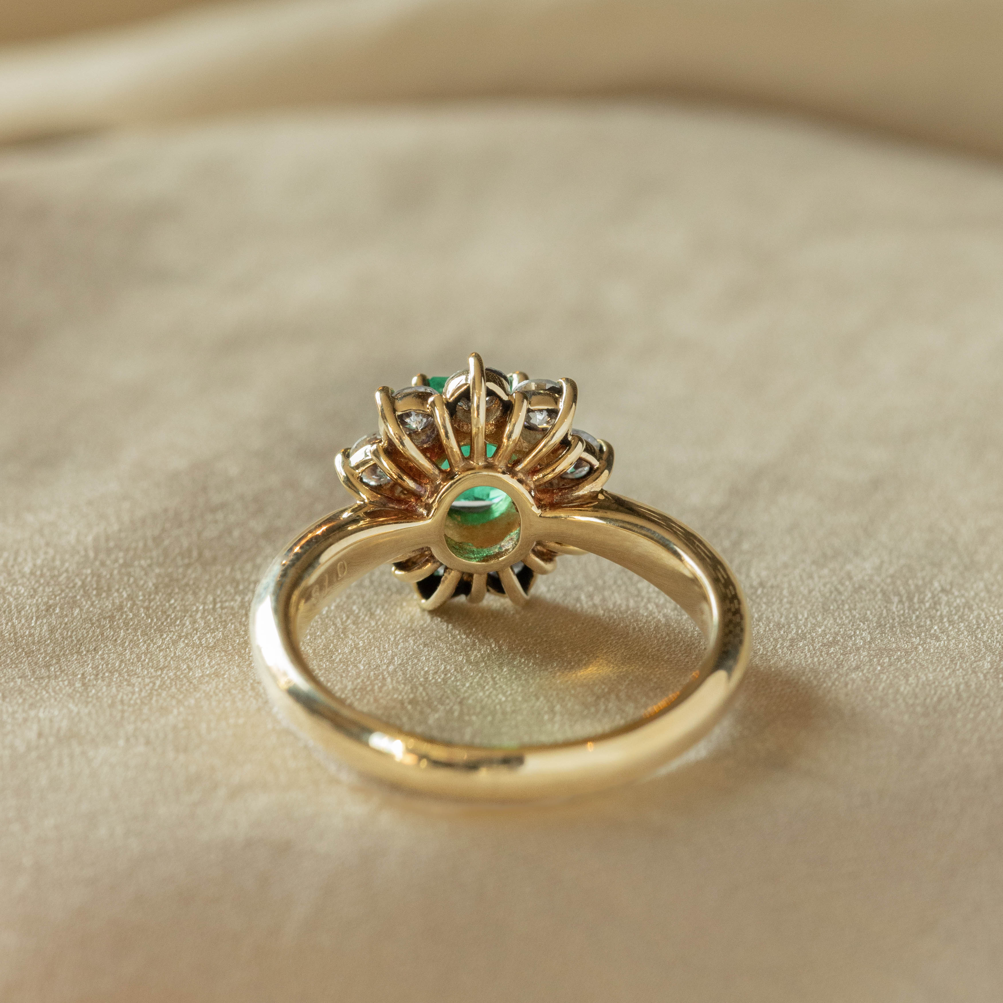 0.78 Carat Natural Emerald Diamond Halo Ring - Replica Handbags