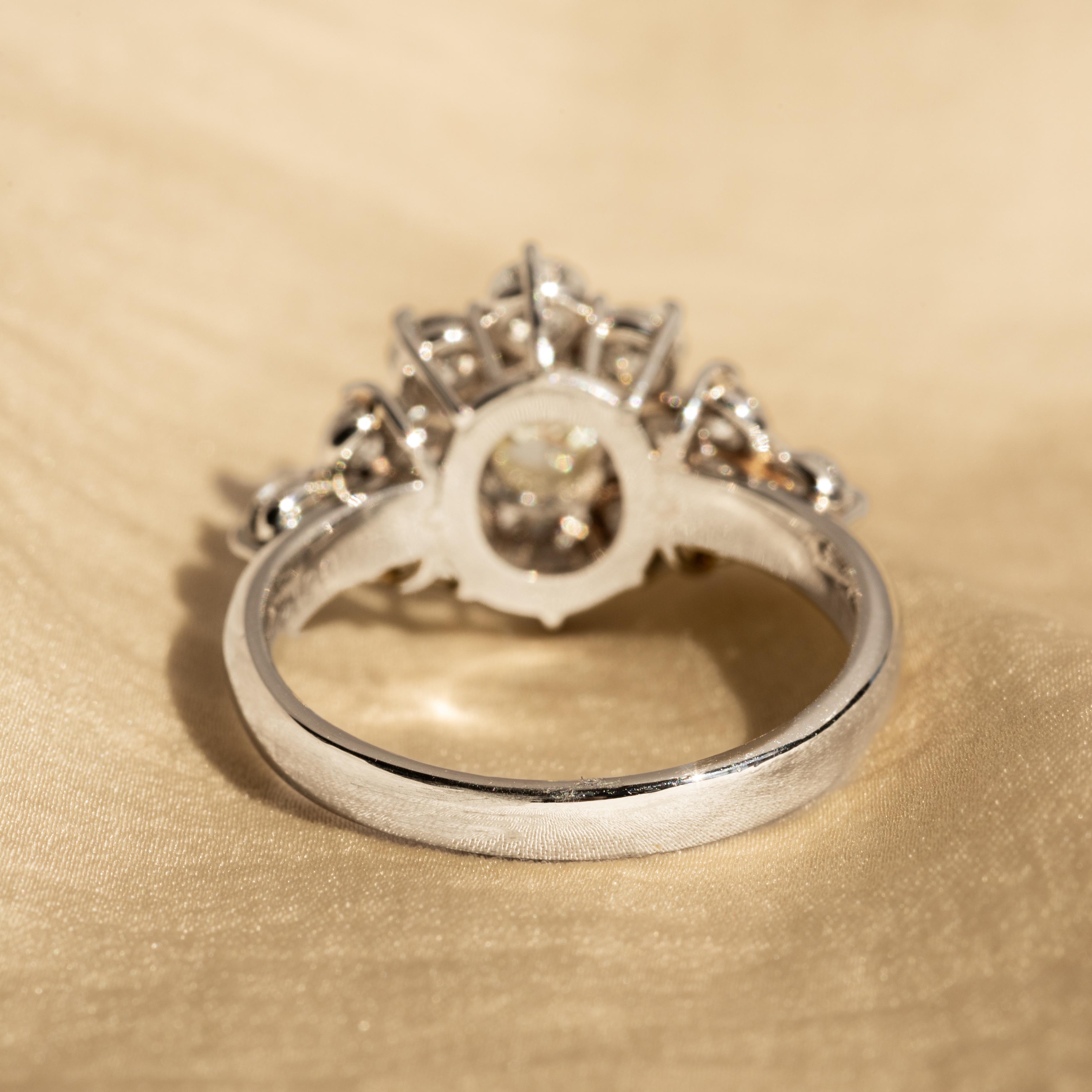 0.51 Carat Oval Light Yellow Diamond Cluster Ring - Replica Handbags