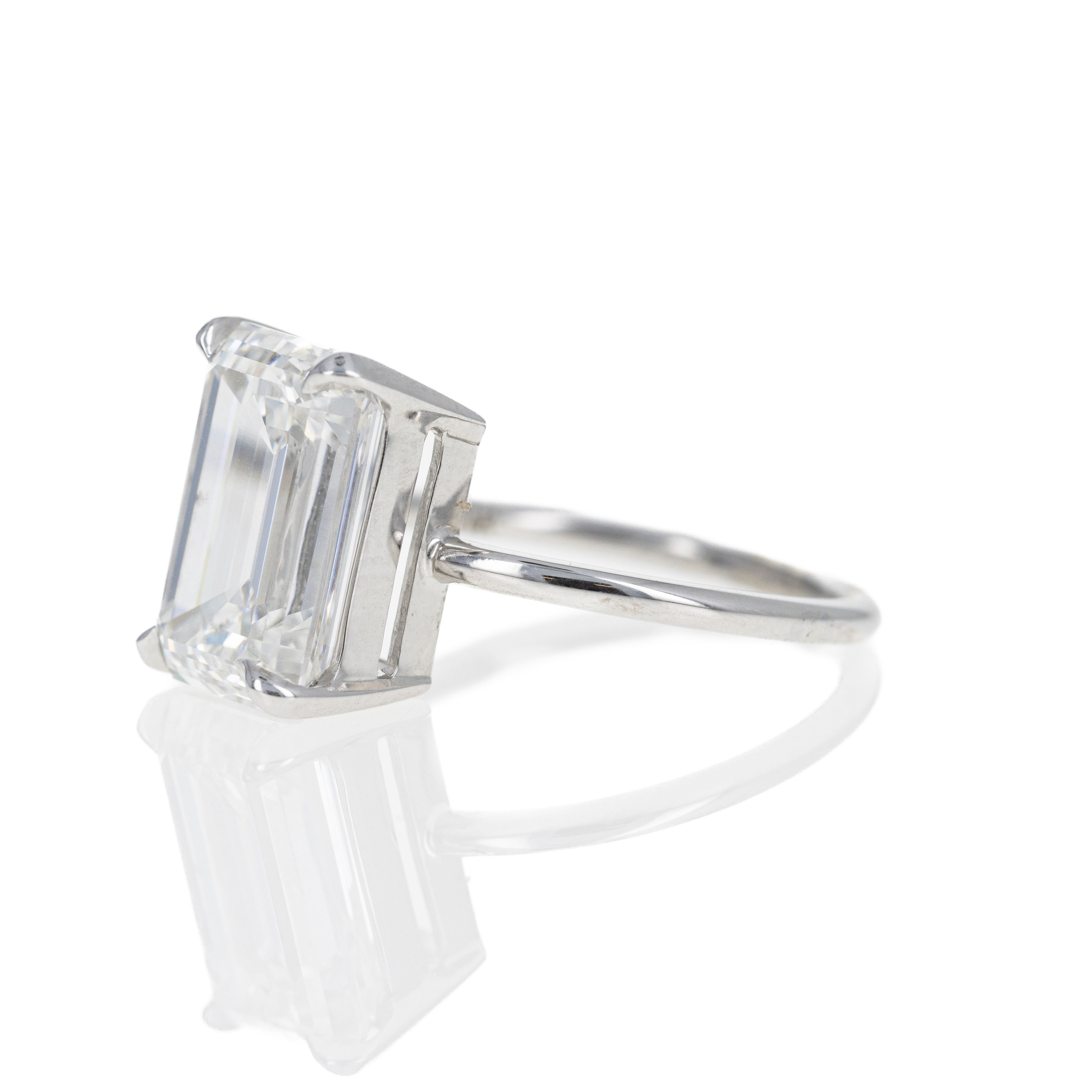 Lab Grown 5.01 Carat Emerald Diamond Engagement Ring 14K White Gold -  Replica Handbags 