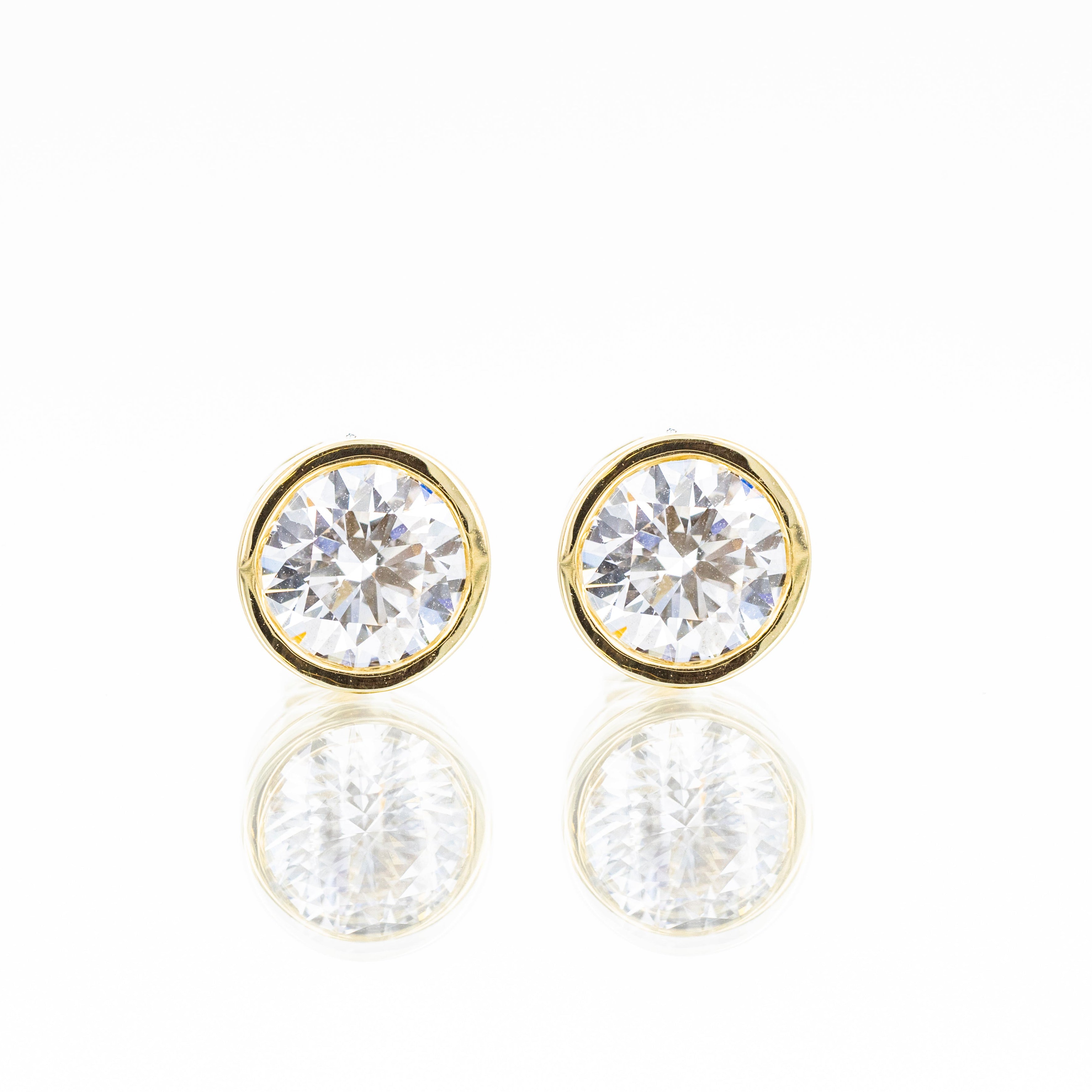 Lab Grown Diamond Round Bezel Stud Earrings - Replica Handbags