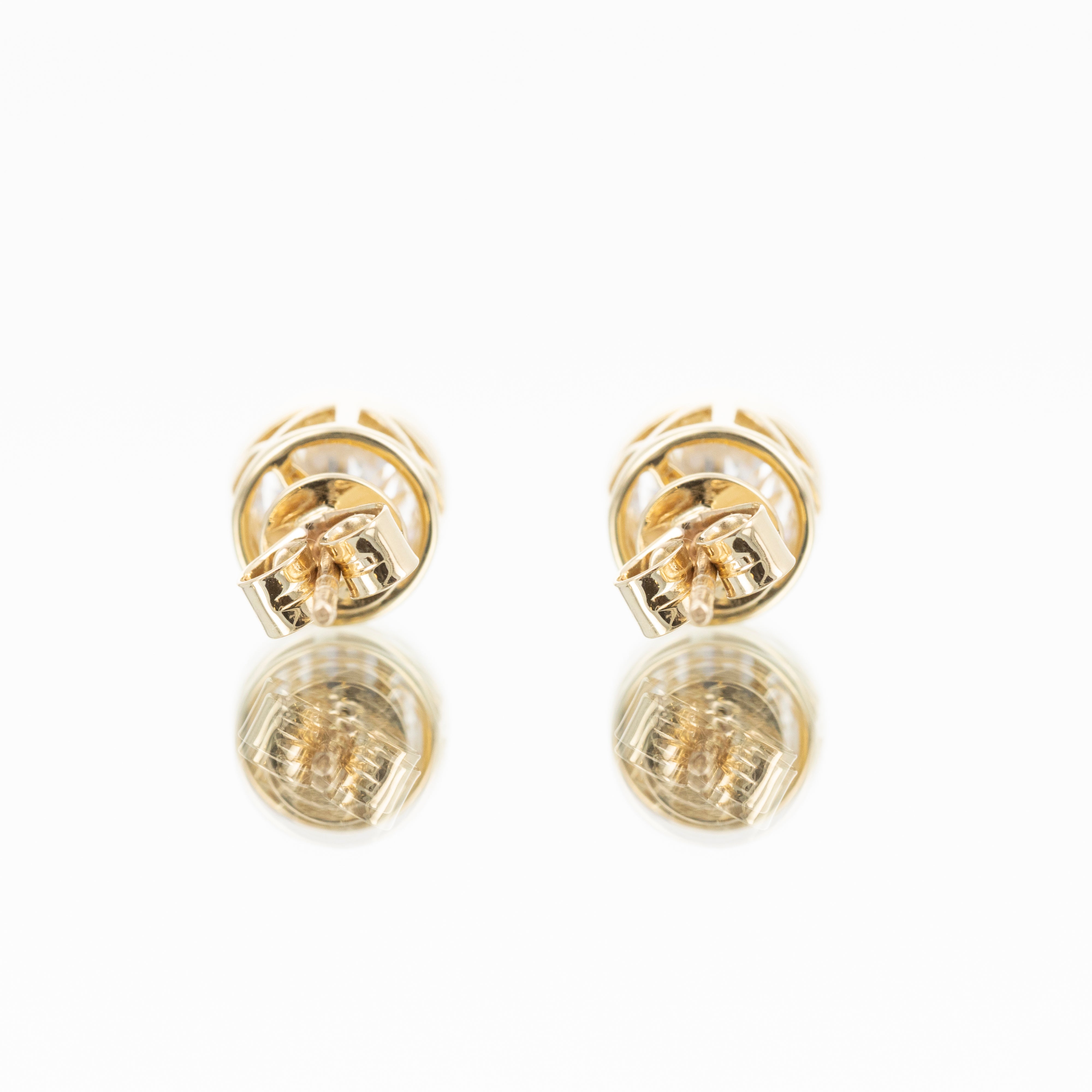 Lab Grown Diamond Round Bezel Stud Earrings - Replica Handbags