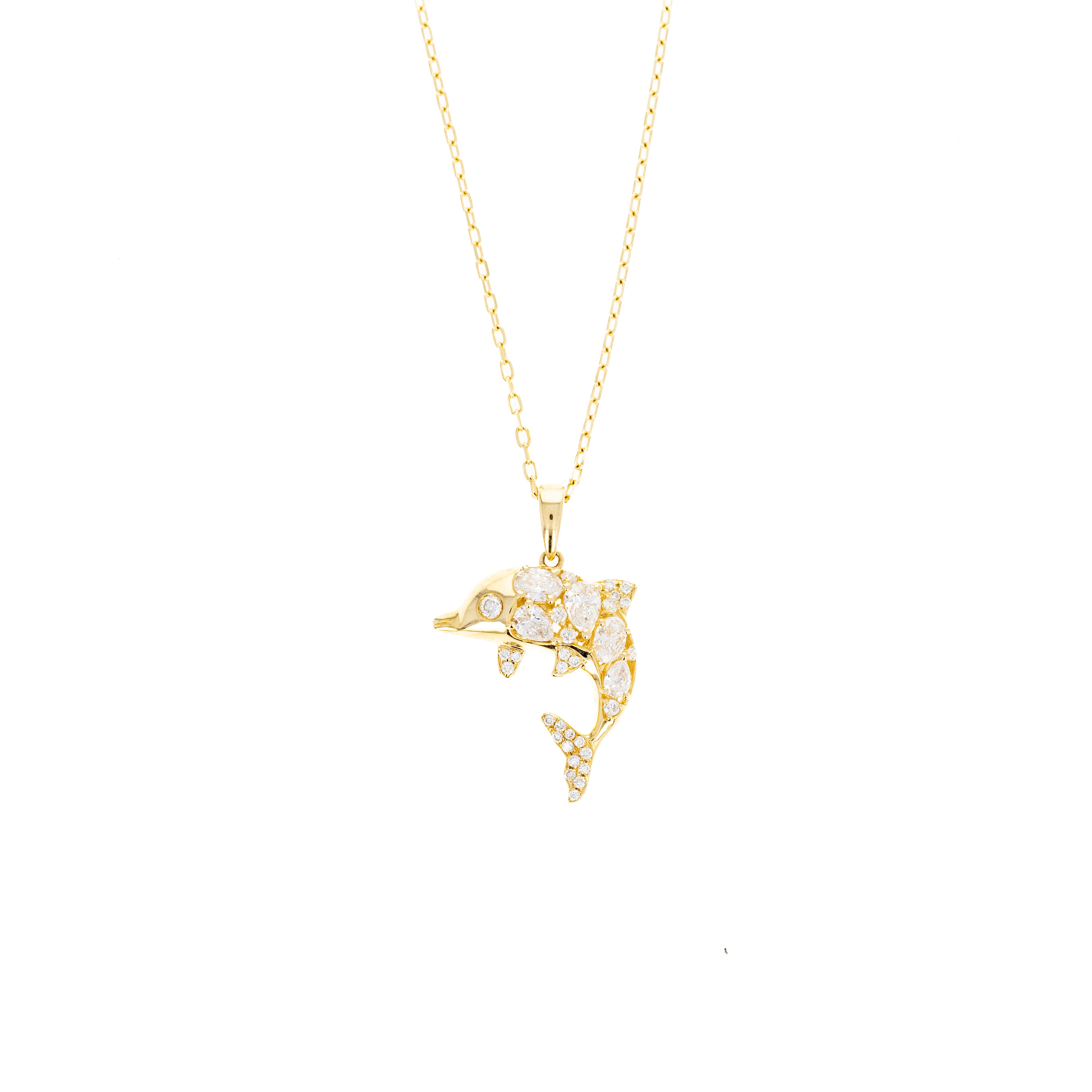 Lab Grown Diamond Pear Dolphin Pendant Necklace - Replica Handbags