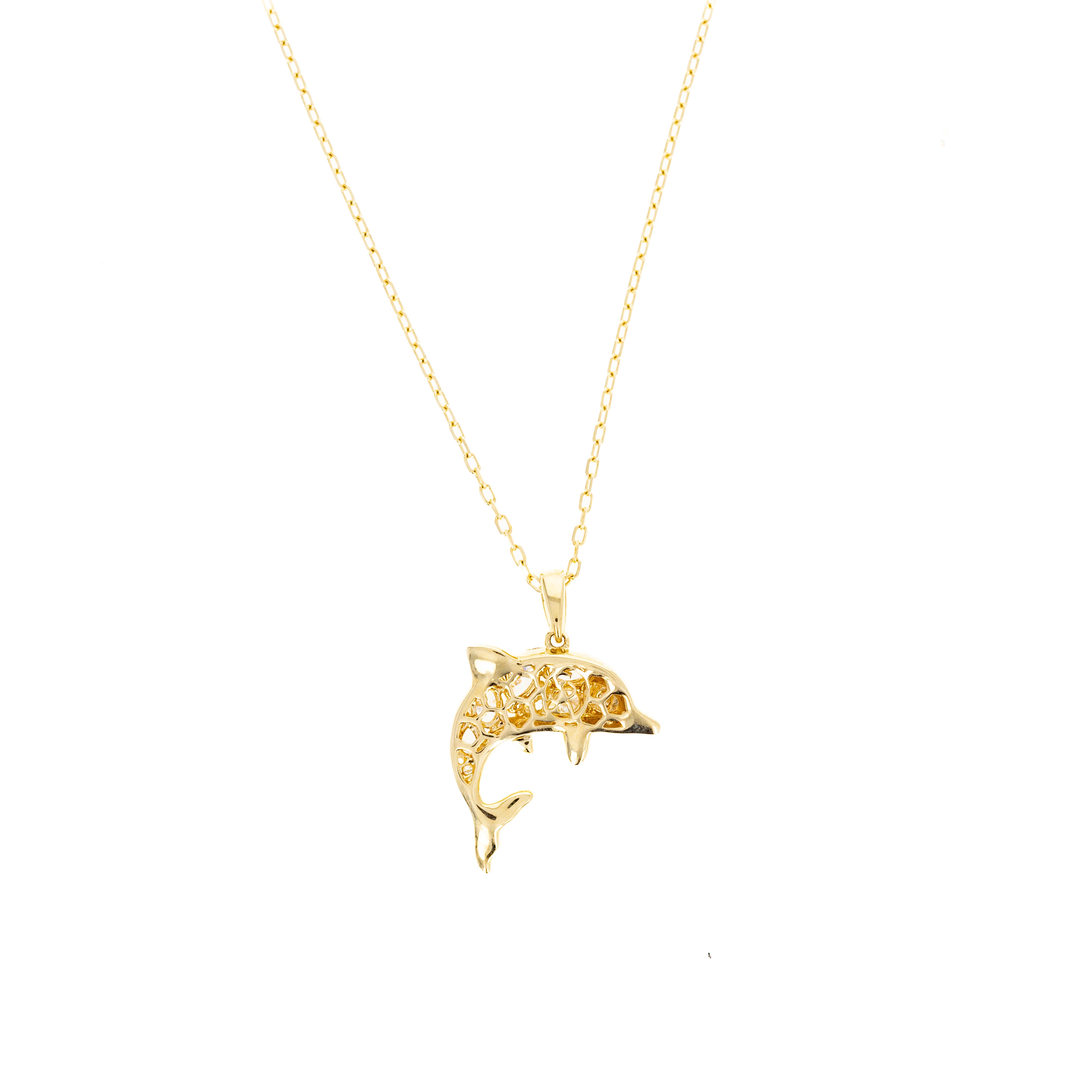 Lab Grown Diamond Pear Dolphin Pendant Necklace - Replica Handbags
