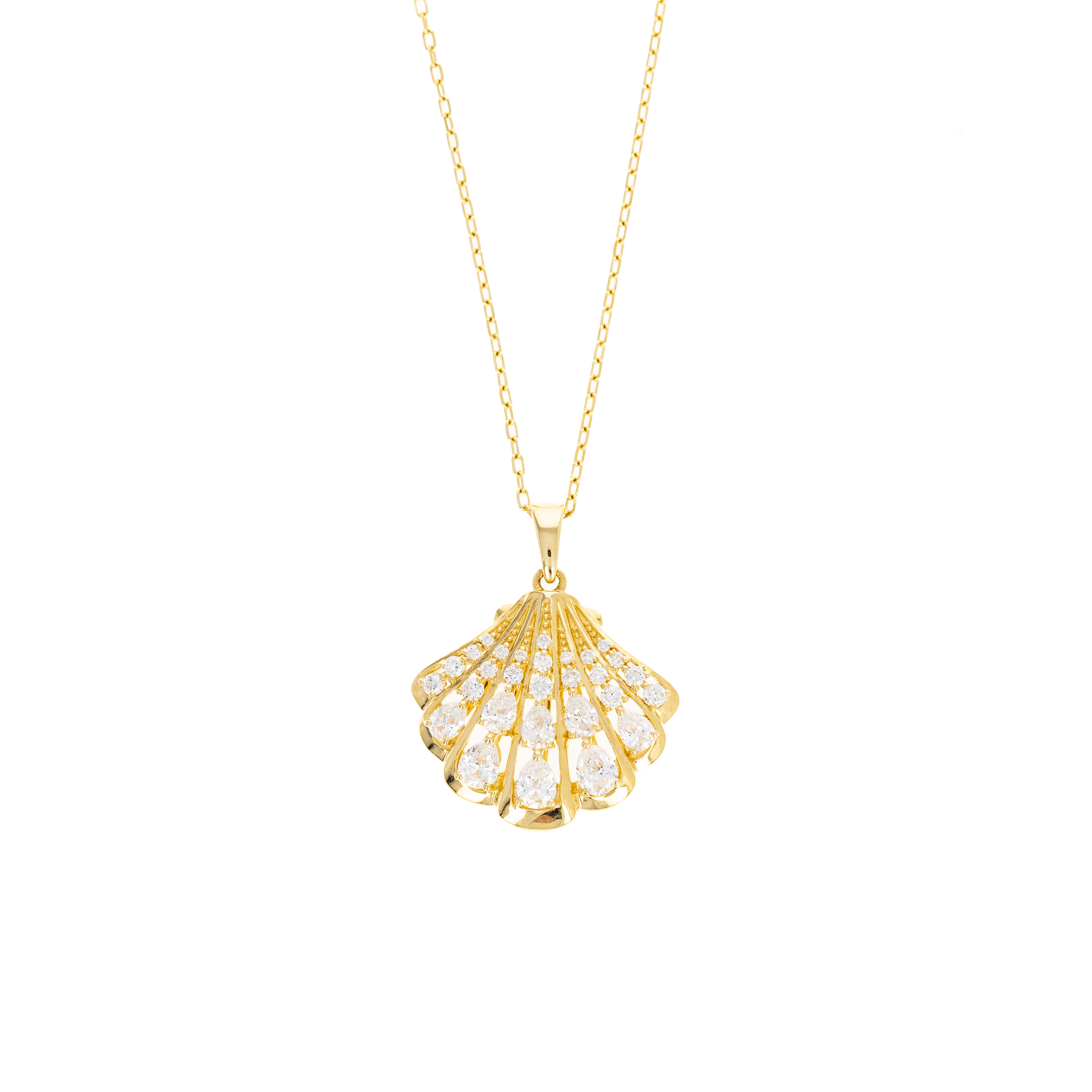 Lab Grown Diamond Pear Seashell Pendant Necklace - Replica Handbags