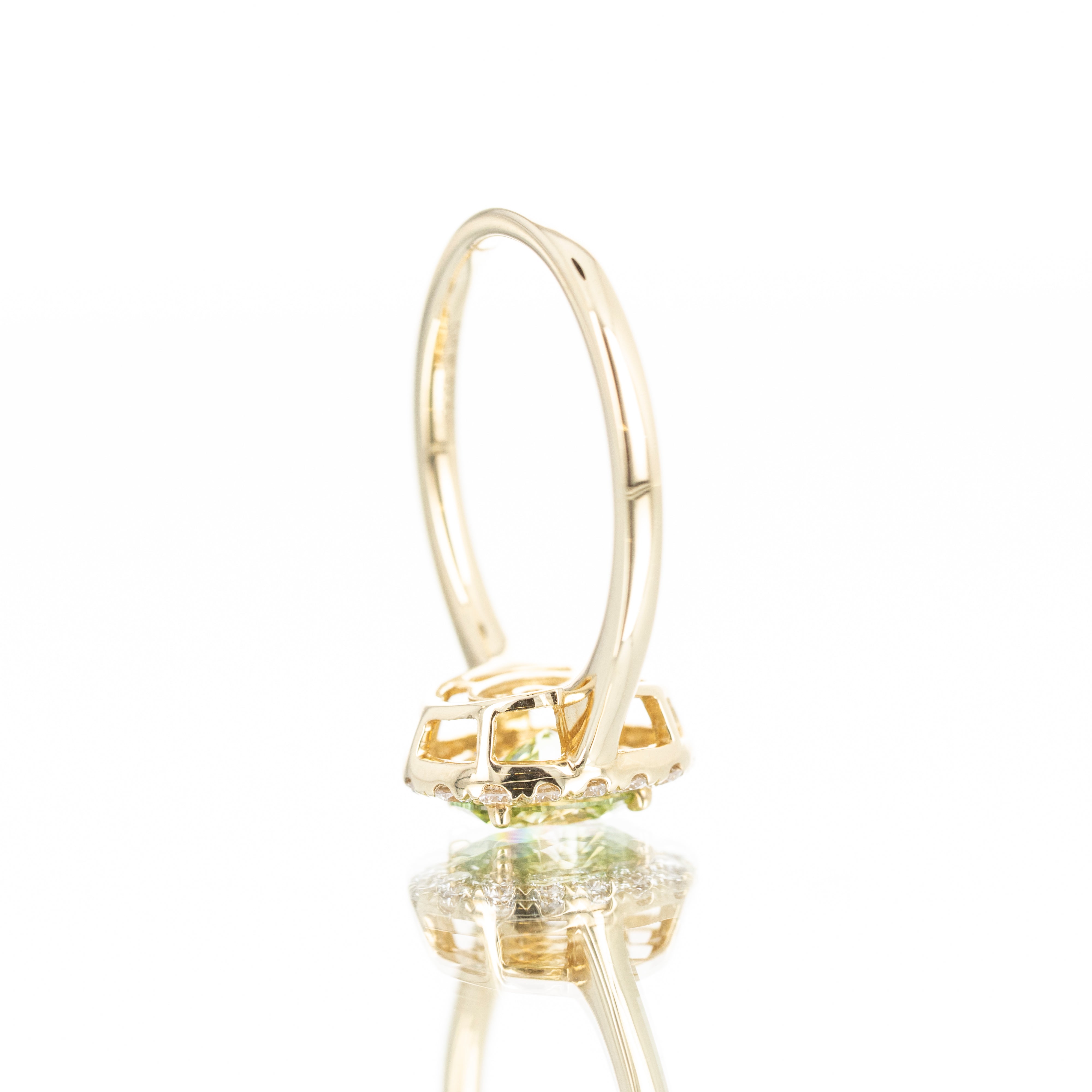 Lab Grown 1 Carat Oval Green Diamond Halo Engagement Ring - Replica Handbags