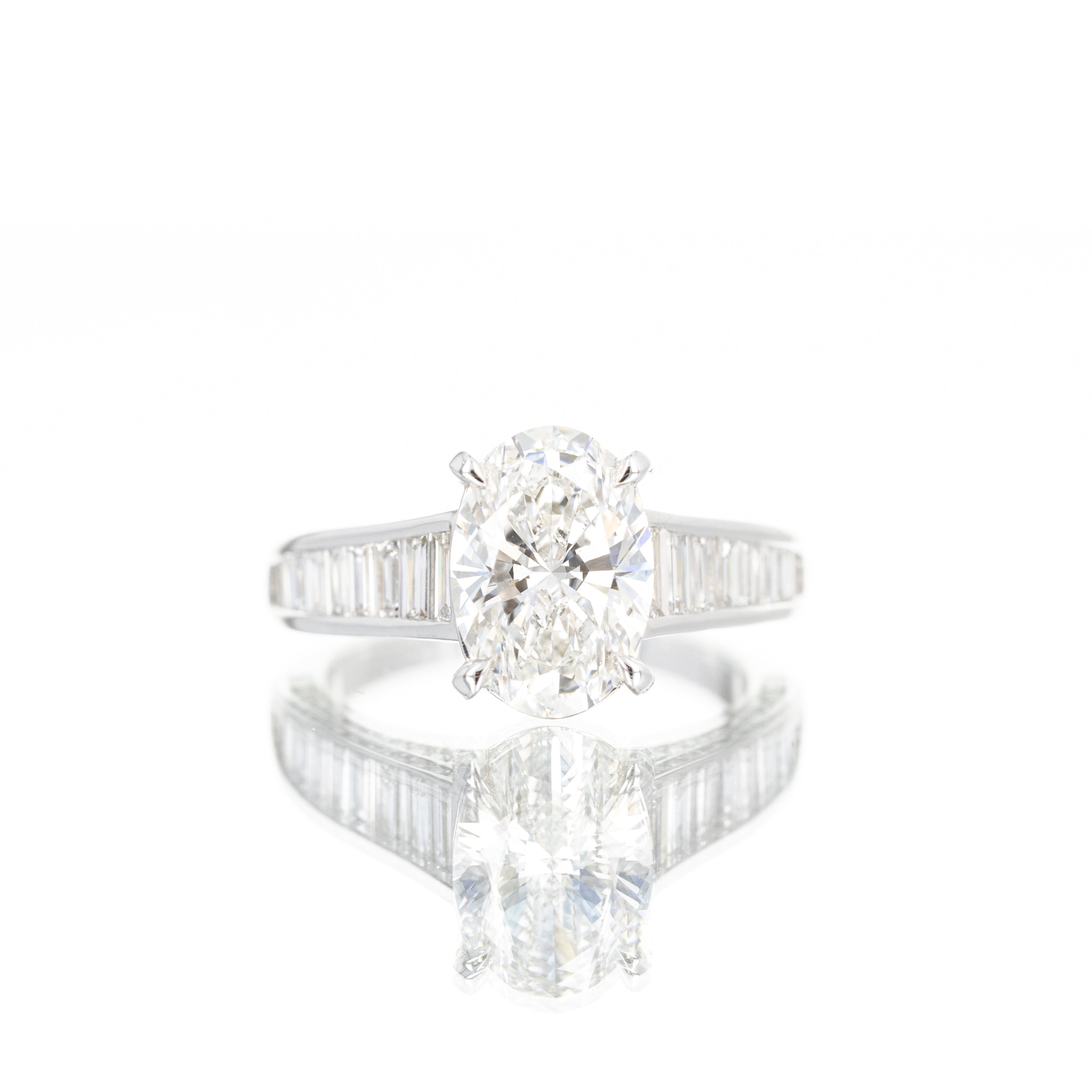 Lab Grown 3 Carat Oval Diamond Baguette Engagement Ring -  Replica Handbags 