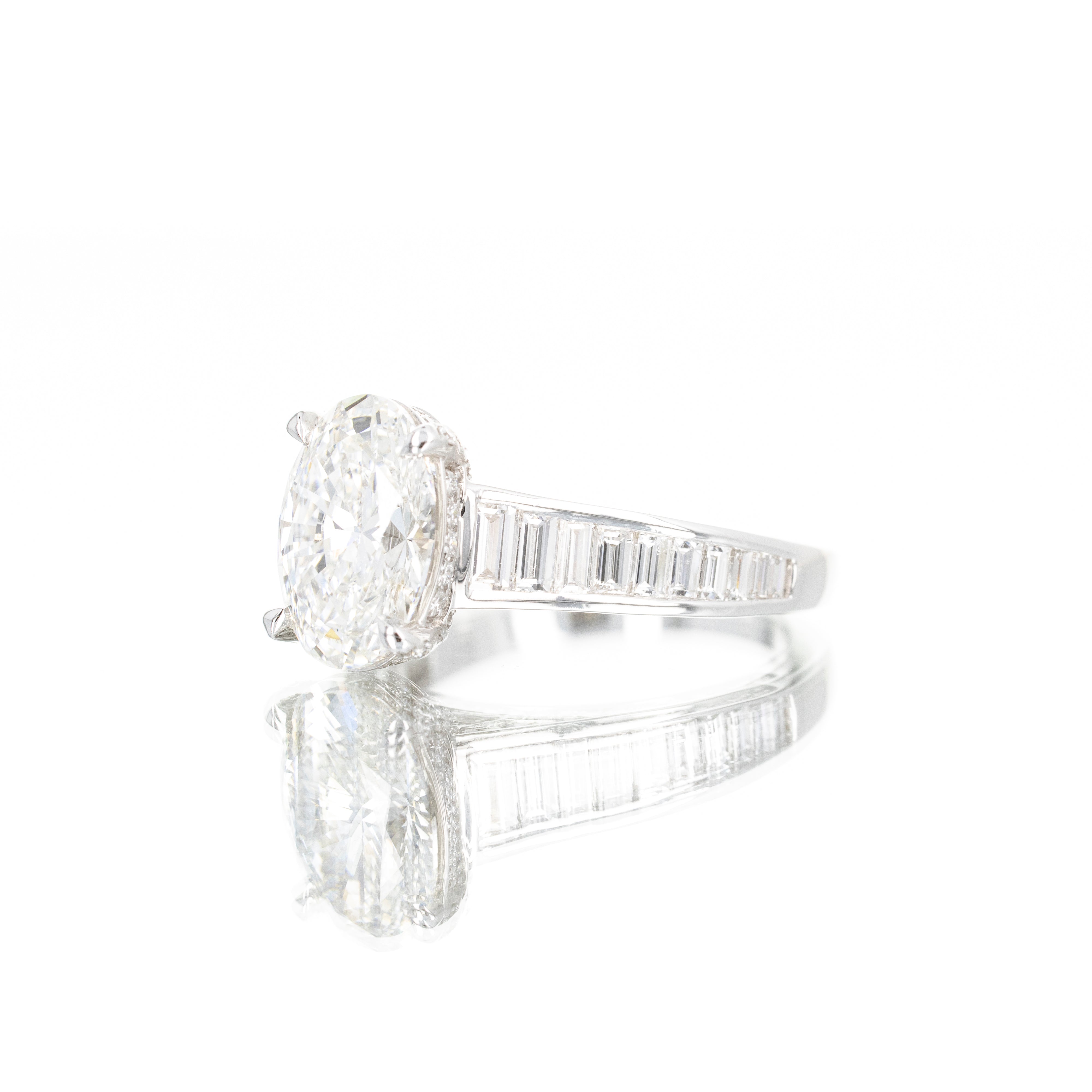 Lab Grown 3 Carat Oval Diamond Baguette Engagement Ring - Replica Handbags