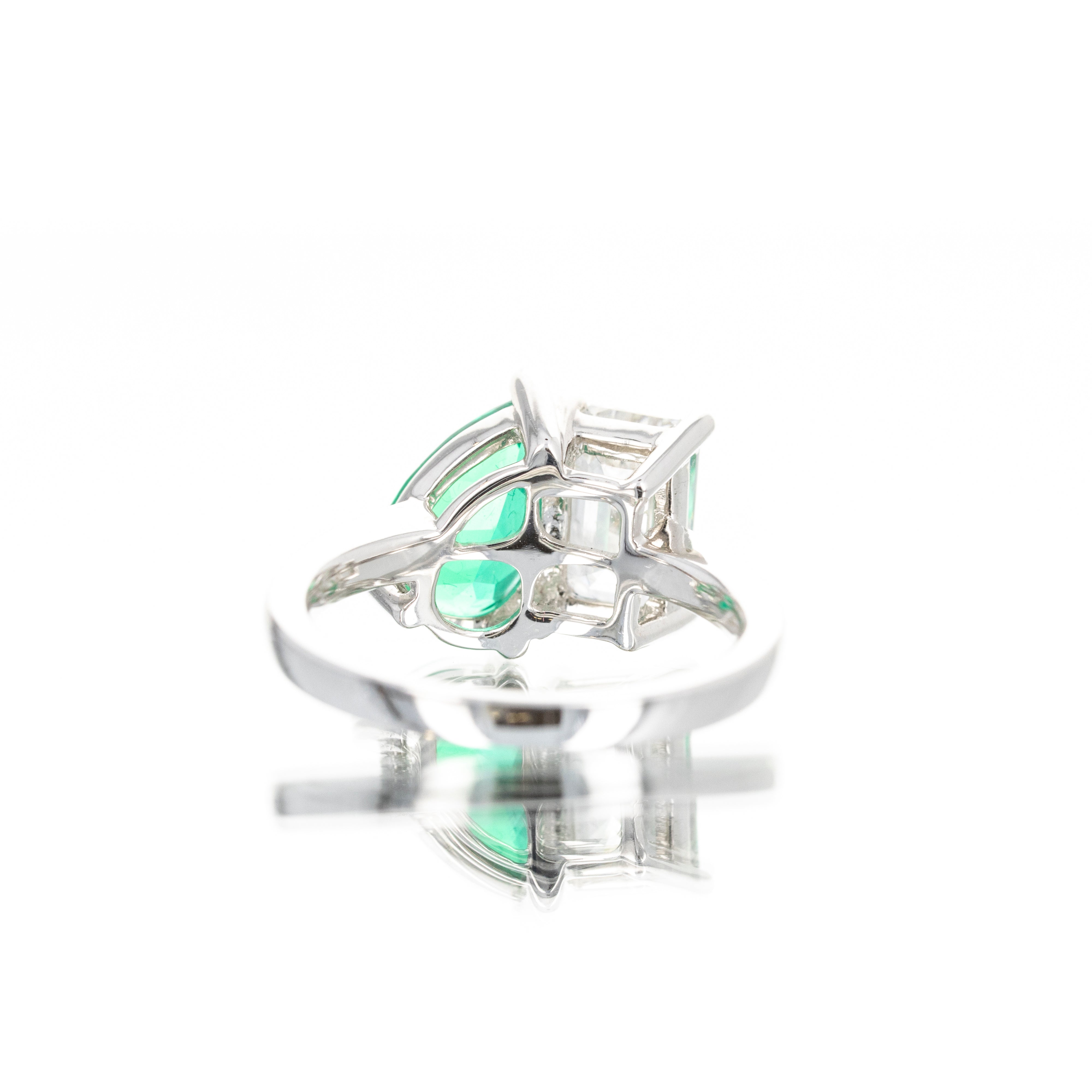 Lab Grown 4 Carat Pear Diamond and Lab Grown Emerald Two Stone Engagement Ring -  Replica Handbags 