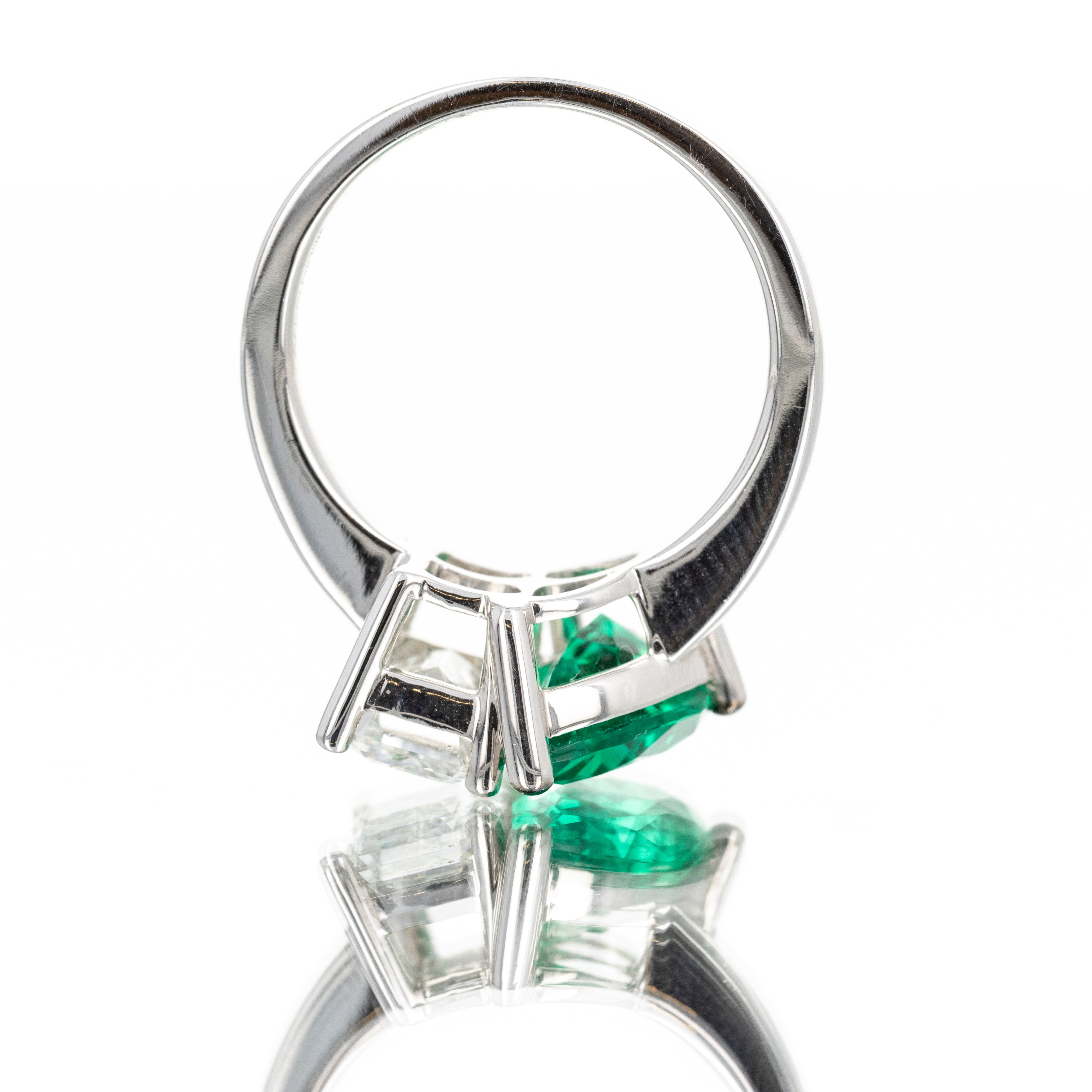 Lab Grown 4 Carat Pear Diamond and Lab Grown Emerald Two Stone Engagement Ring - Replica Handbags