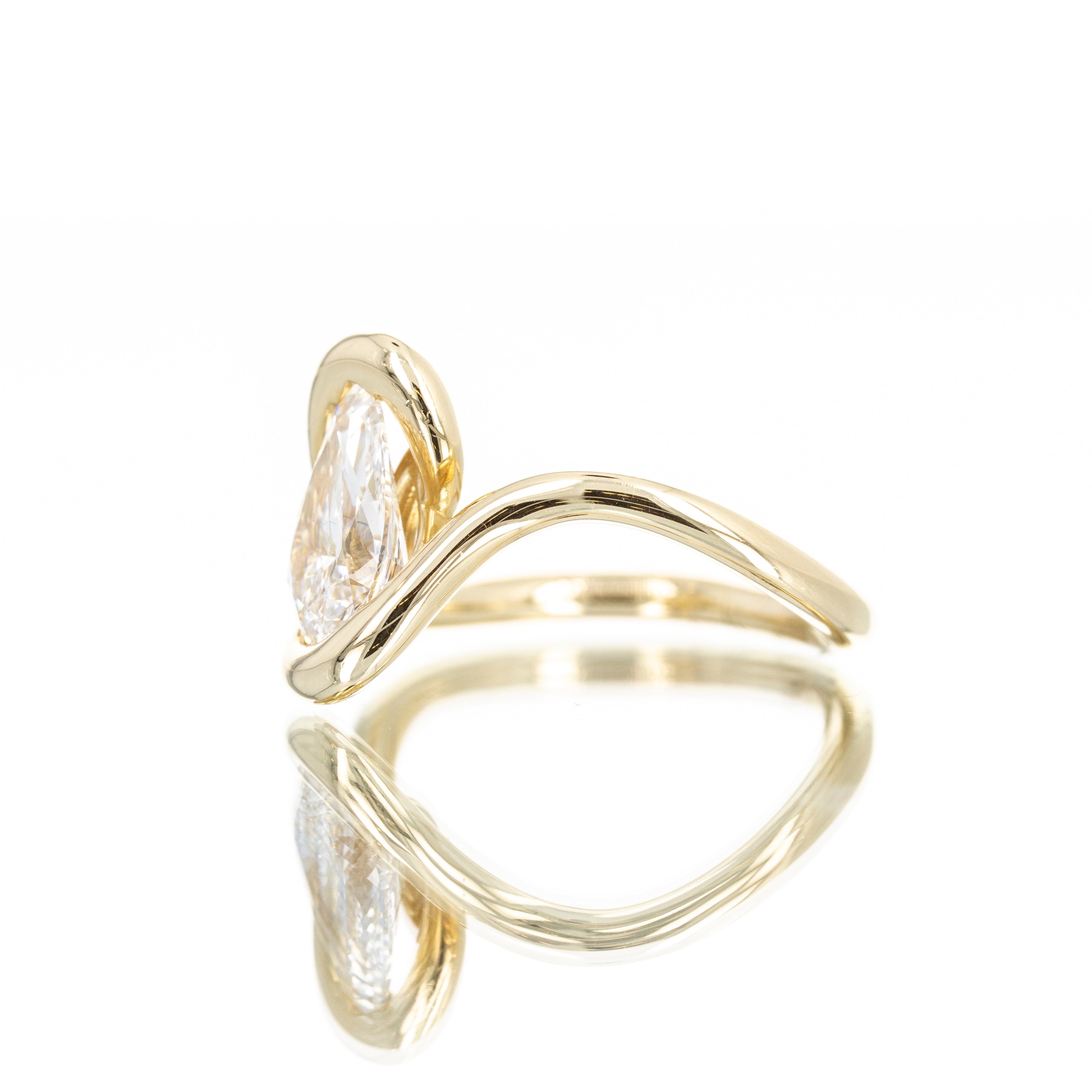 Lab Grown 2 Carat Pear Diamond Swirl Engagement Ring -  Replica Handbags 