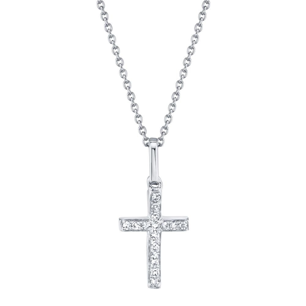 14K Gold 0.06 Carat Diamond Mini Cross Pendant Necklace - Replica Handbags