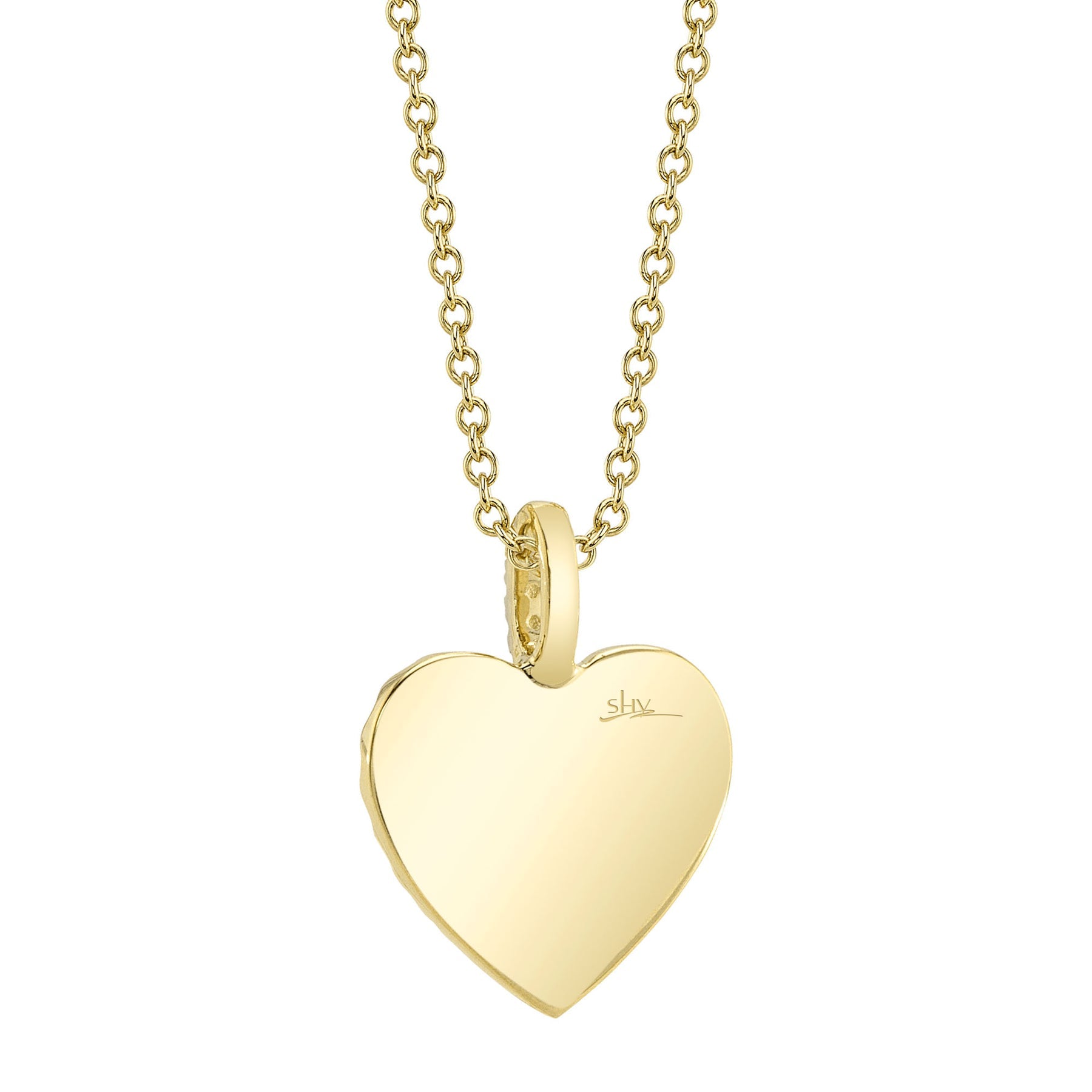 14K Yellow Gold Diamond Fluted Heart Pendant Necklace -  Replica Handbags 