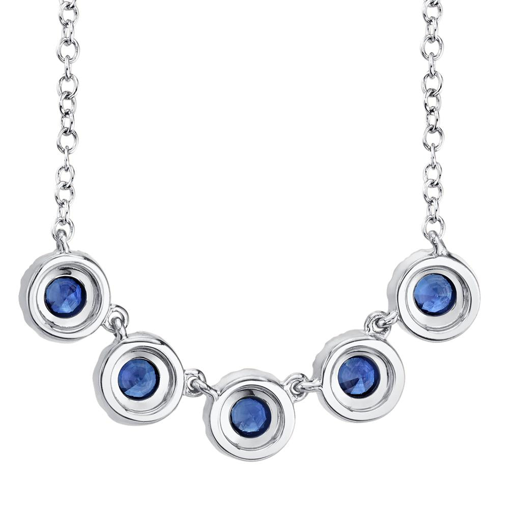 14K White Gold 0.49 Carat Sapphire Diamond Halo Station Necklace -  Replica Handbags 