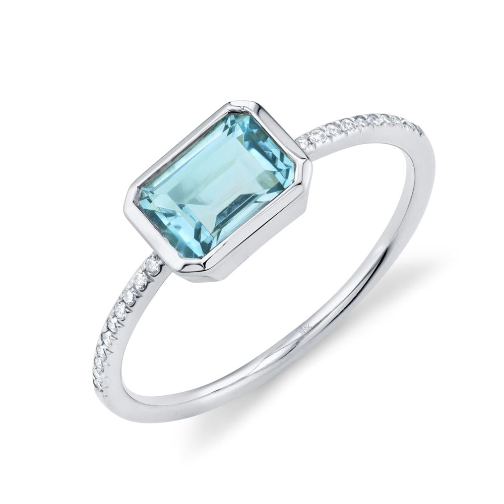 14K Gold 1.18 Carat Blue Topaz & Diamond Ring -  Replica Handbags 