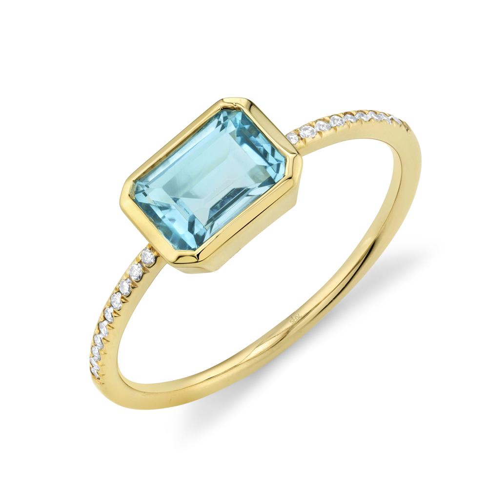 14K Gold 1.18 Carat Blue Topaz & Diamond Ring -  Replica Handbags 