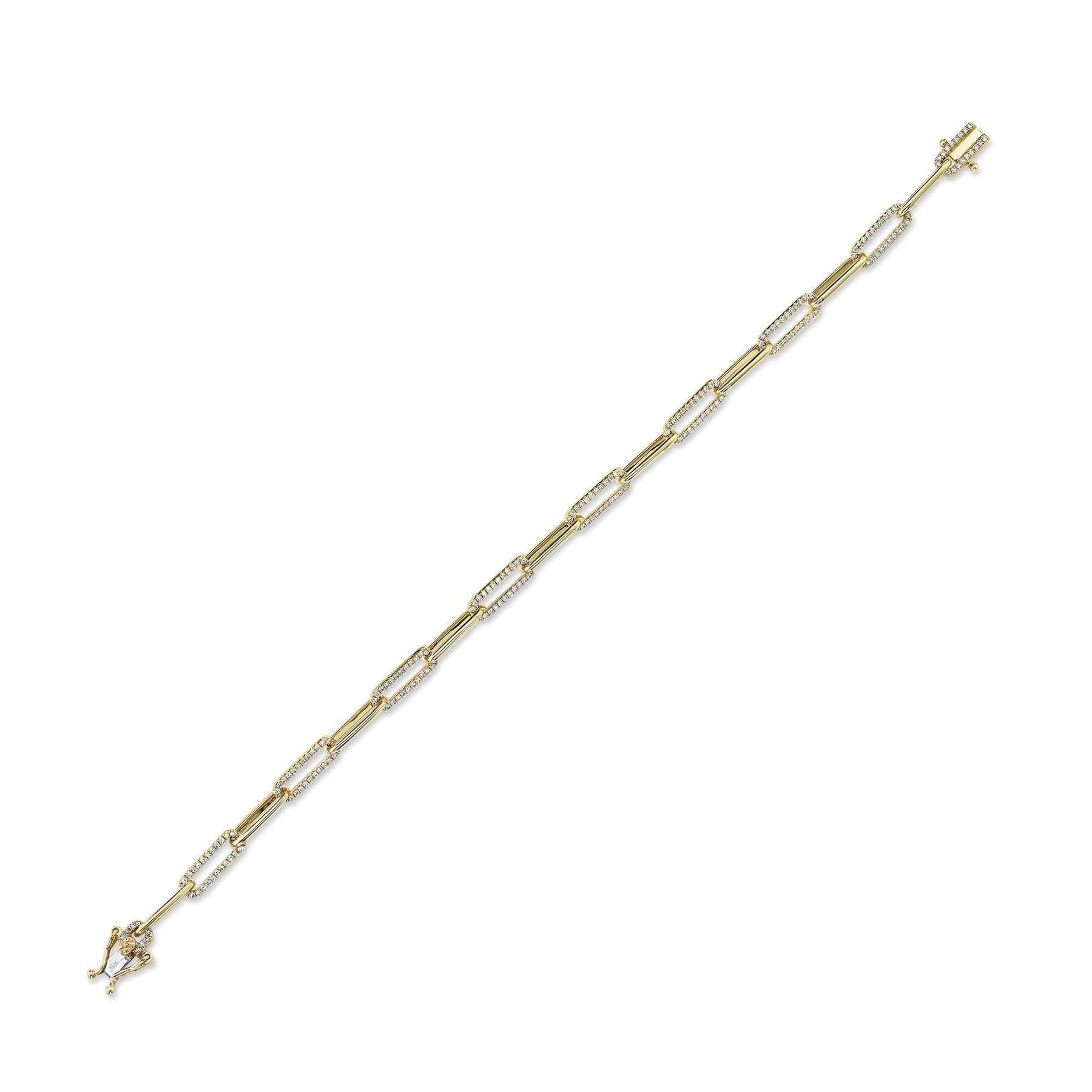 14K Yellow Gold 0.74 Carat Diamond Paper Clip Link Bracelet - Replica Handbags