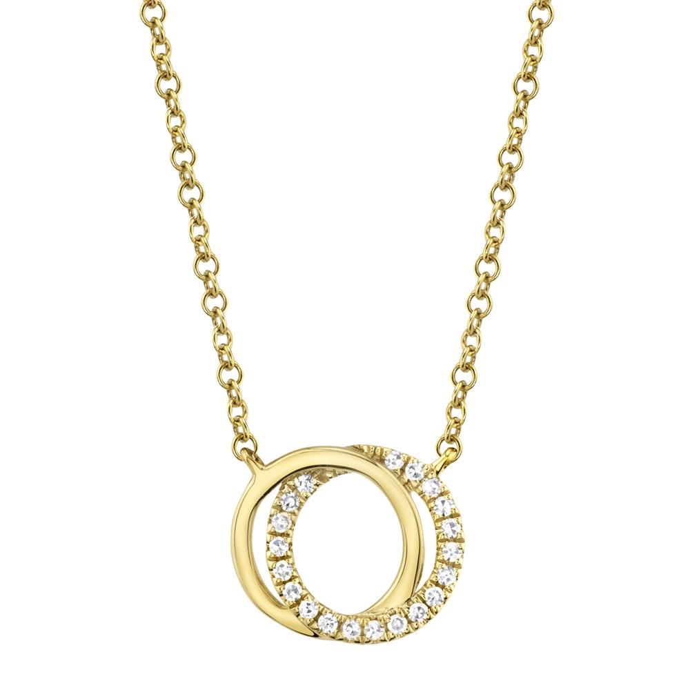 14K Gold Diamond Love Knot Circle Necklace -  Replica Handbags 