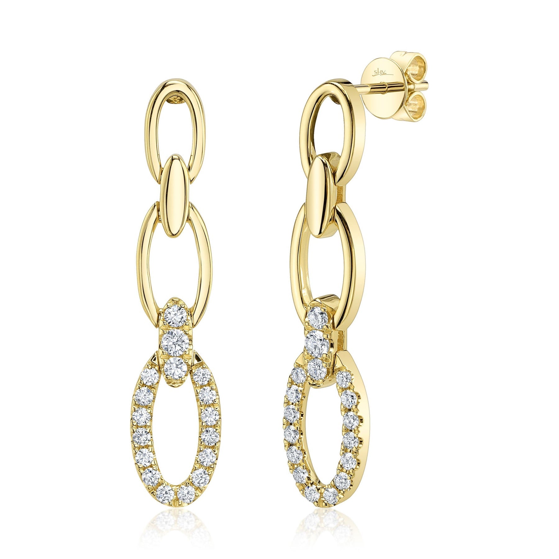14K Yellow Gold 0.50 Carat Diamond Link Drop Earrings - Replica Handbags