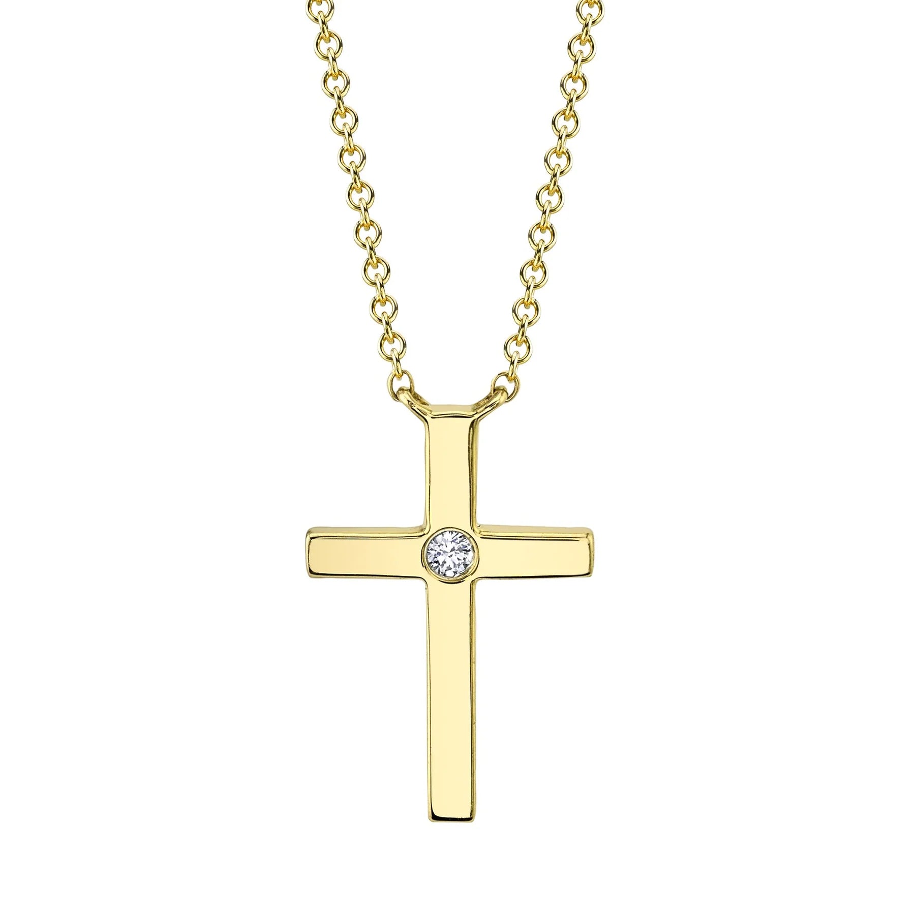 14K Yellow Gold 0.03 Carat Diamond Cross Pendant Necklace -  Replica Handbags 