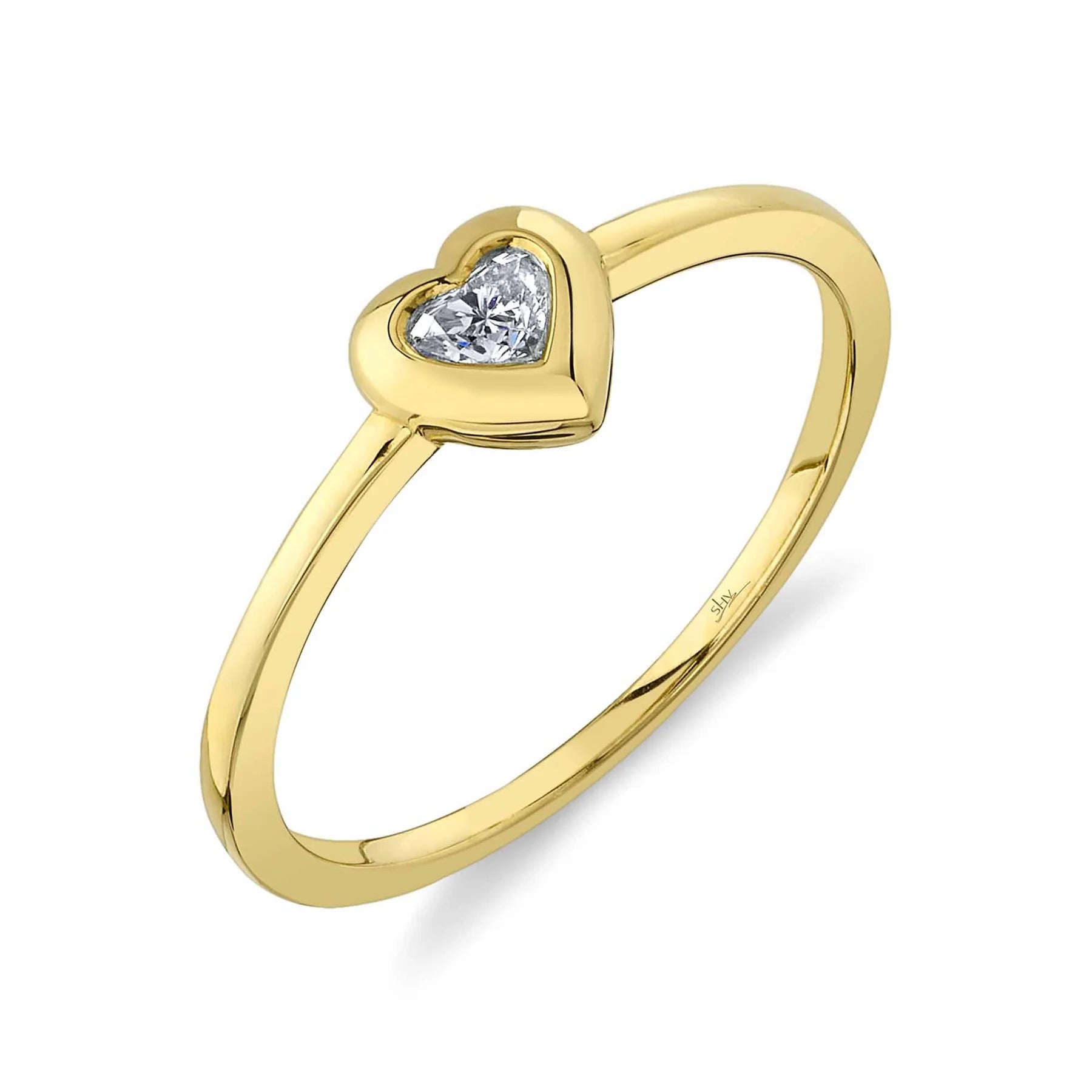14K Gold 0.09 Carat Diamond Bezel Heart Ring - Replica Handbags