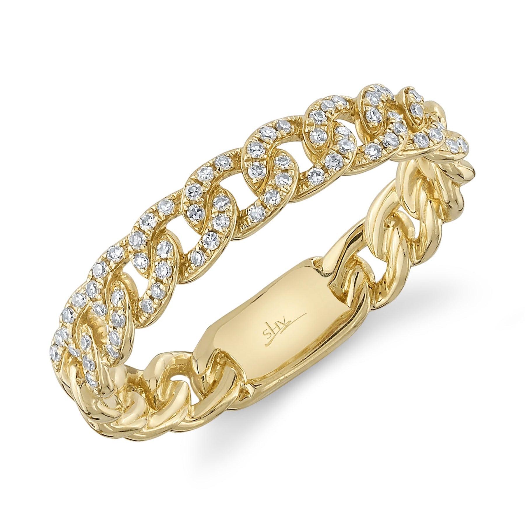 14K Yellow Gold 0.16 Carat Diamond Link Ring -  Replica Handbags 