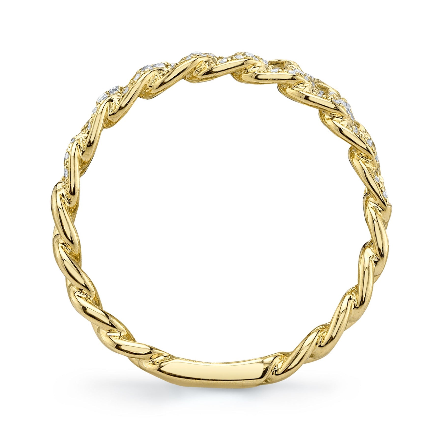 14K Yellow Gold 0.16 Carat Diamond Link Ring - Replica Handbags