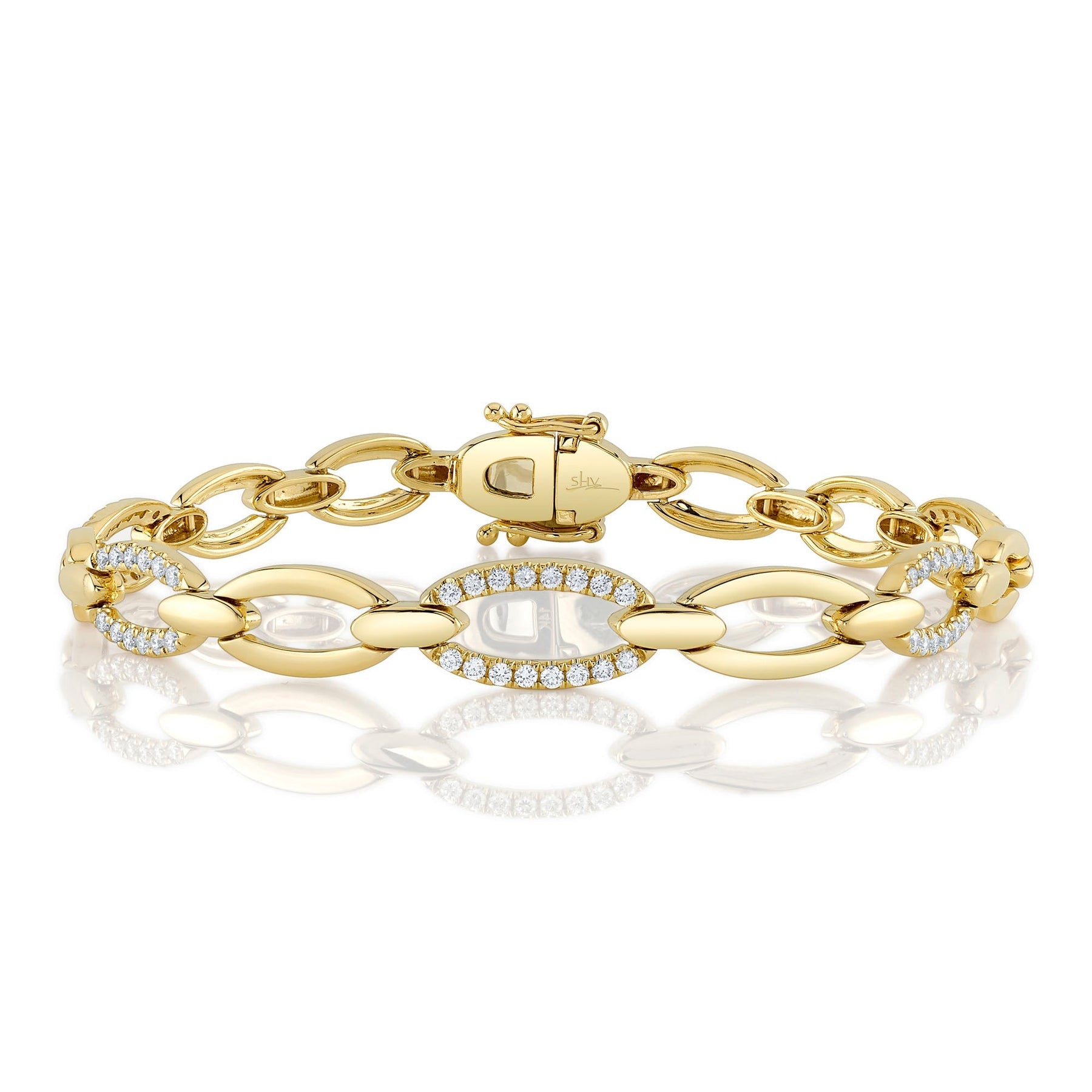 14K Yellow Gold 0.74 Carat Diamond Link Bracelet -  Replica Handbags 