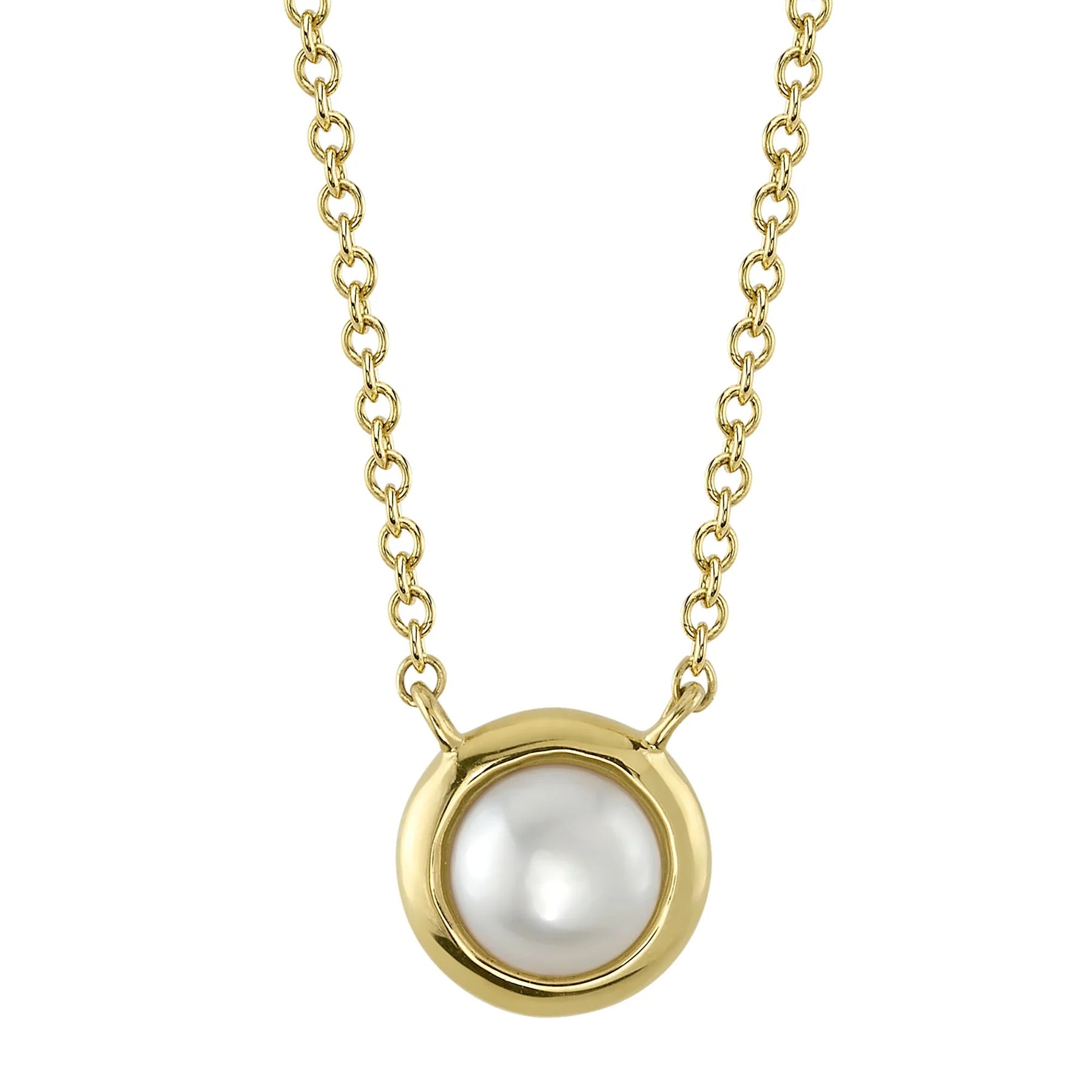 14K Gold Cultured Pearl Bezel Necklace - Replica Handbags