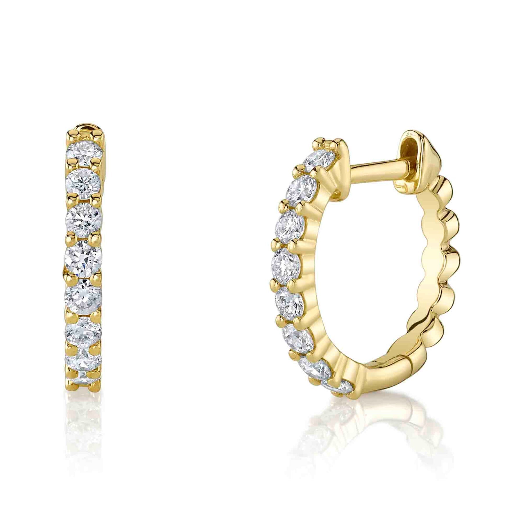 14K Yellow Gold 0.34 Carat Diamond Huggie Hoop Earrings -  Replica Handbags 