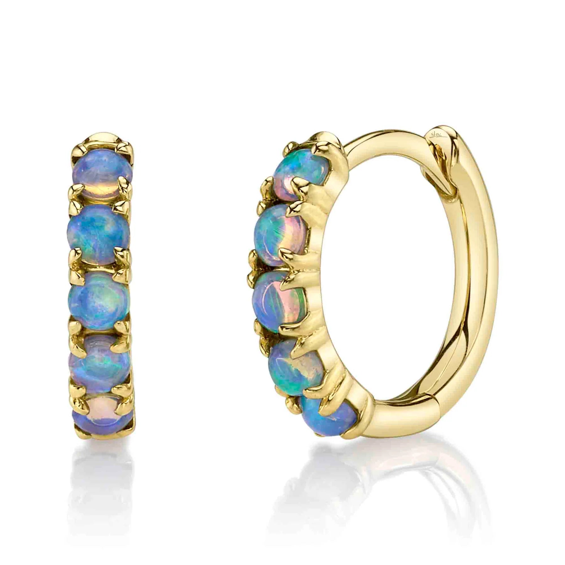 14K Gold 0.25 Carat Opal Huggie Earrings -  Replica Handbags 