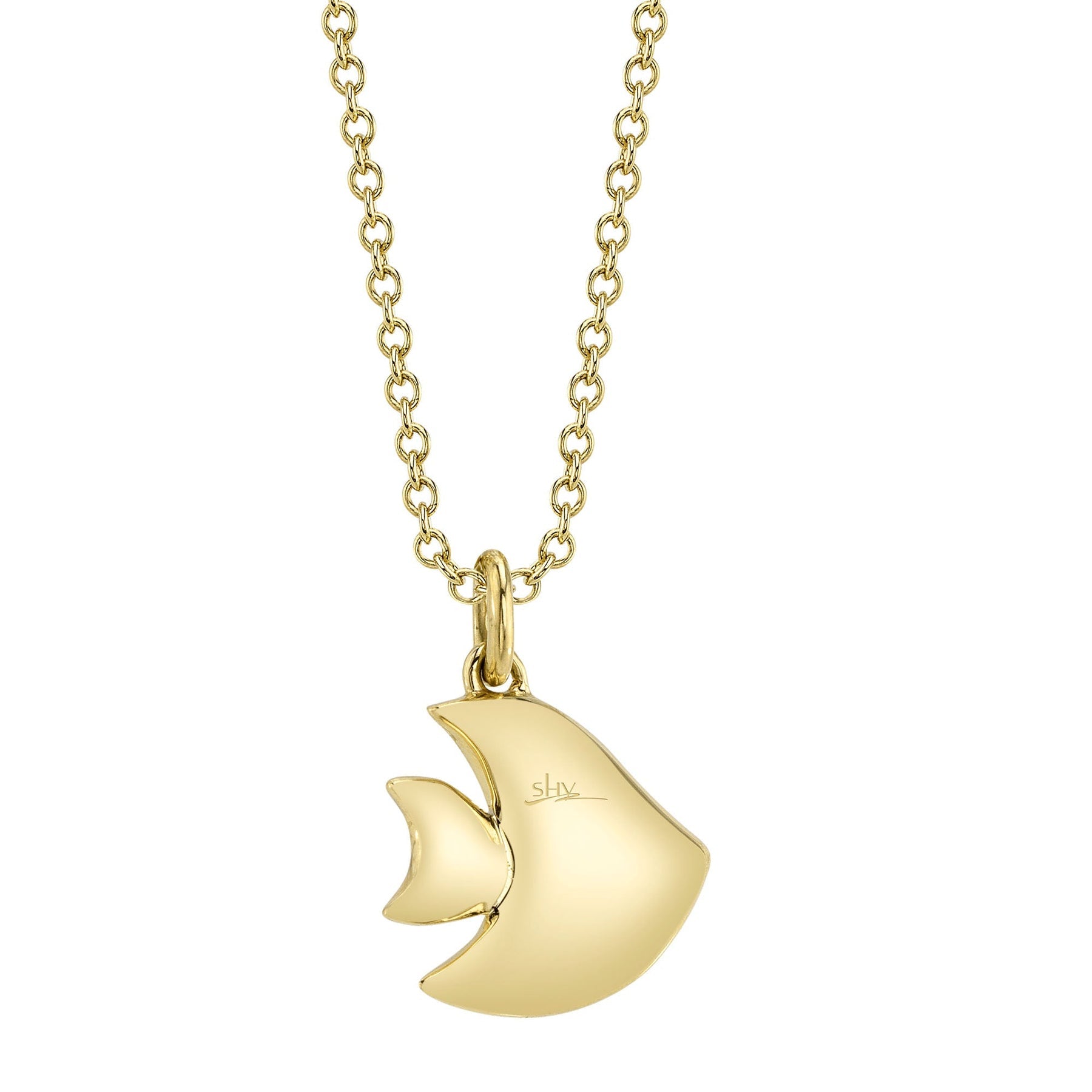 14K Gold Sapphire Diamond Angel Fish Pendant Necklace -  Replica Handbags 