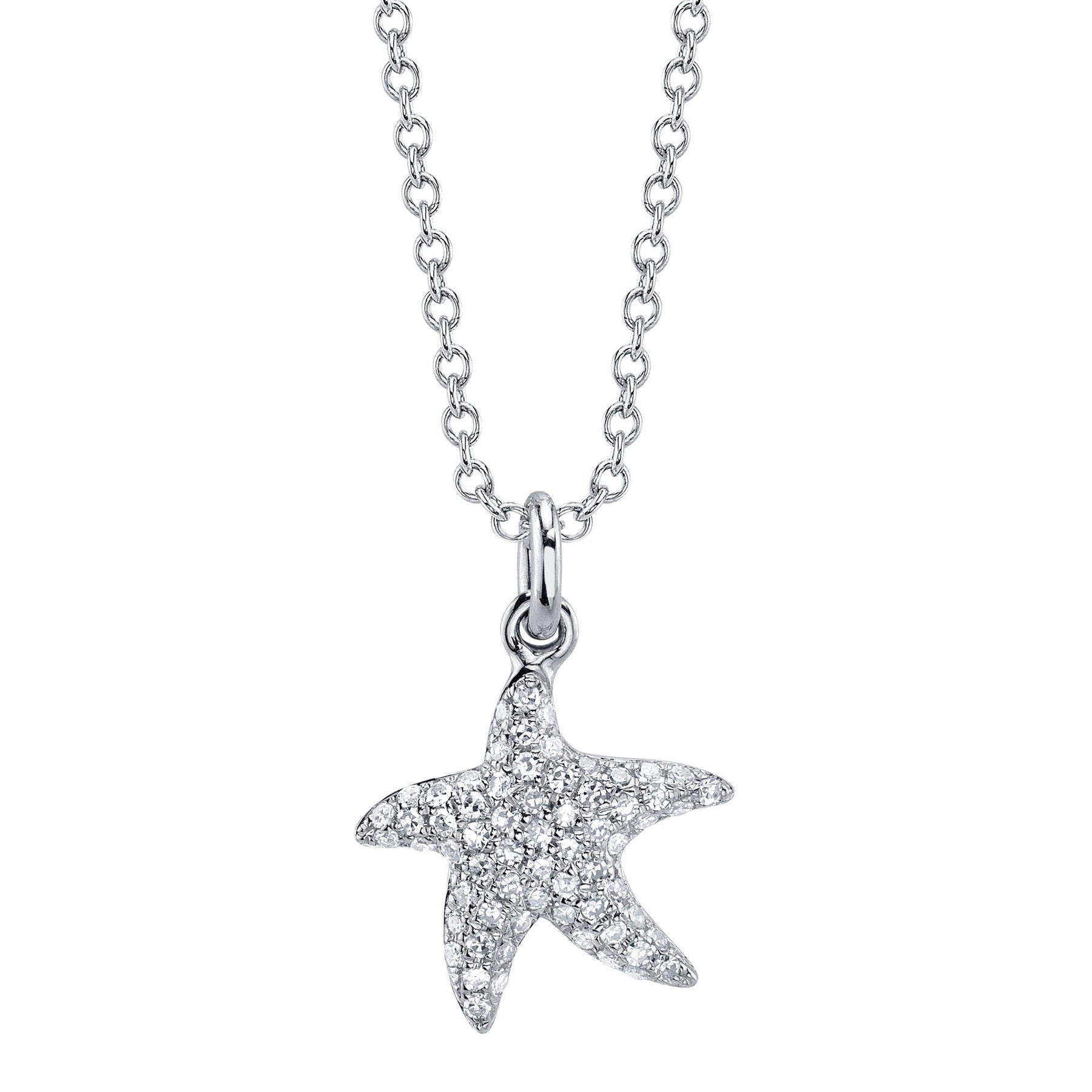 14K Gold Diamond Starfish Pendant Necklace -  Replica Handbags 