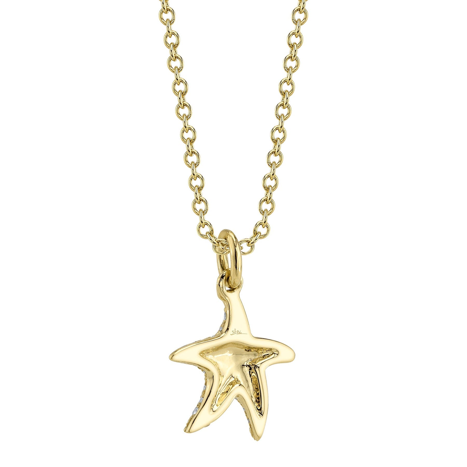 14K Gold Diamond Starfish Pendant Necklace - Replica Handbags