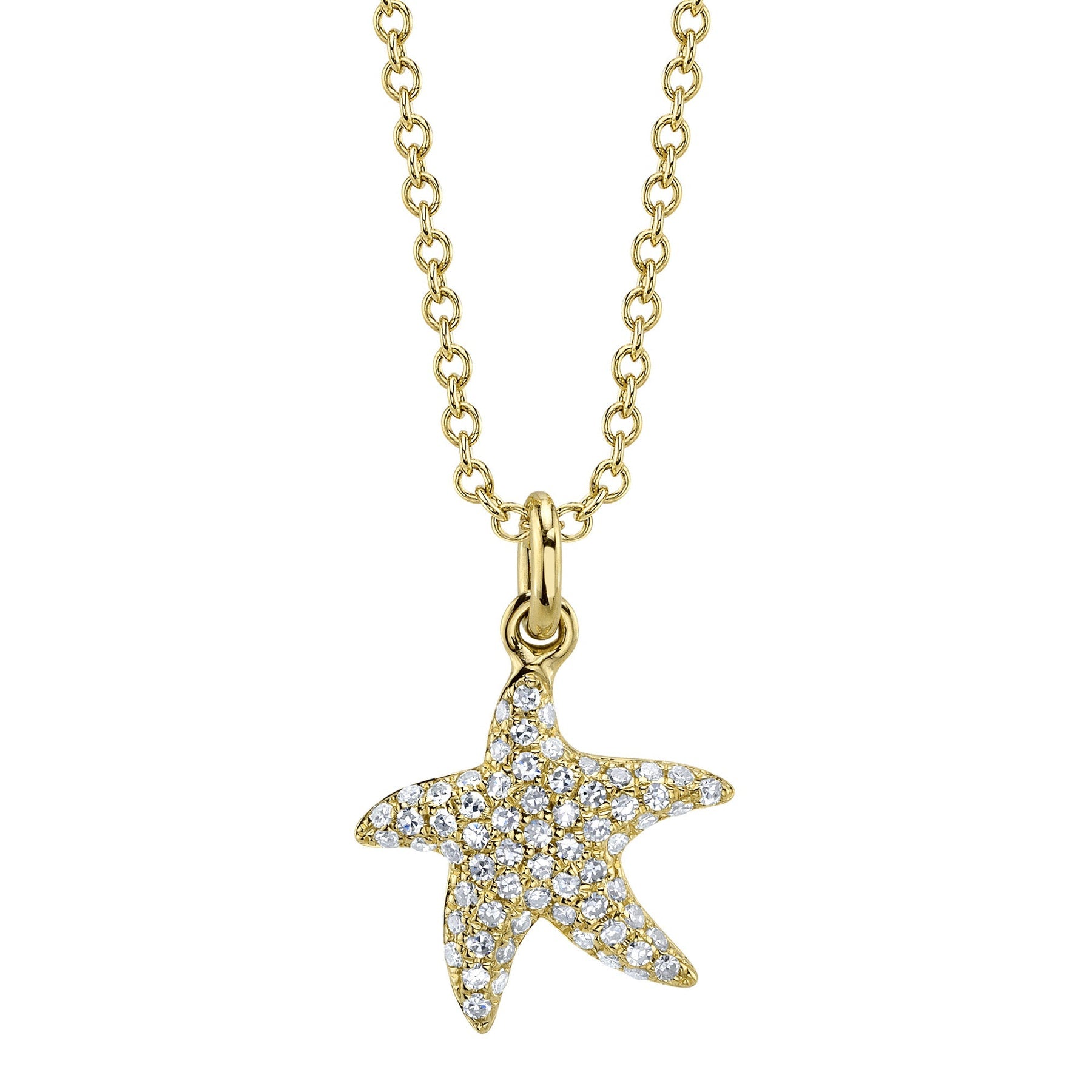 14K Gold Diamond Starfish Pendant Necklace - Replica Handbags